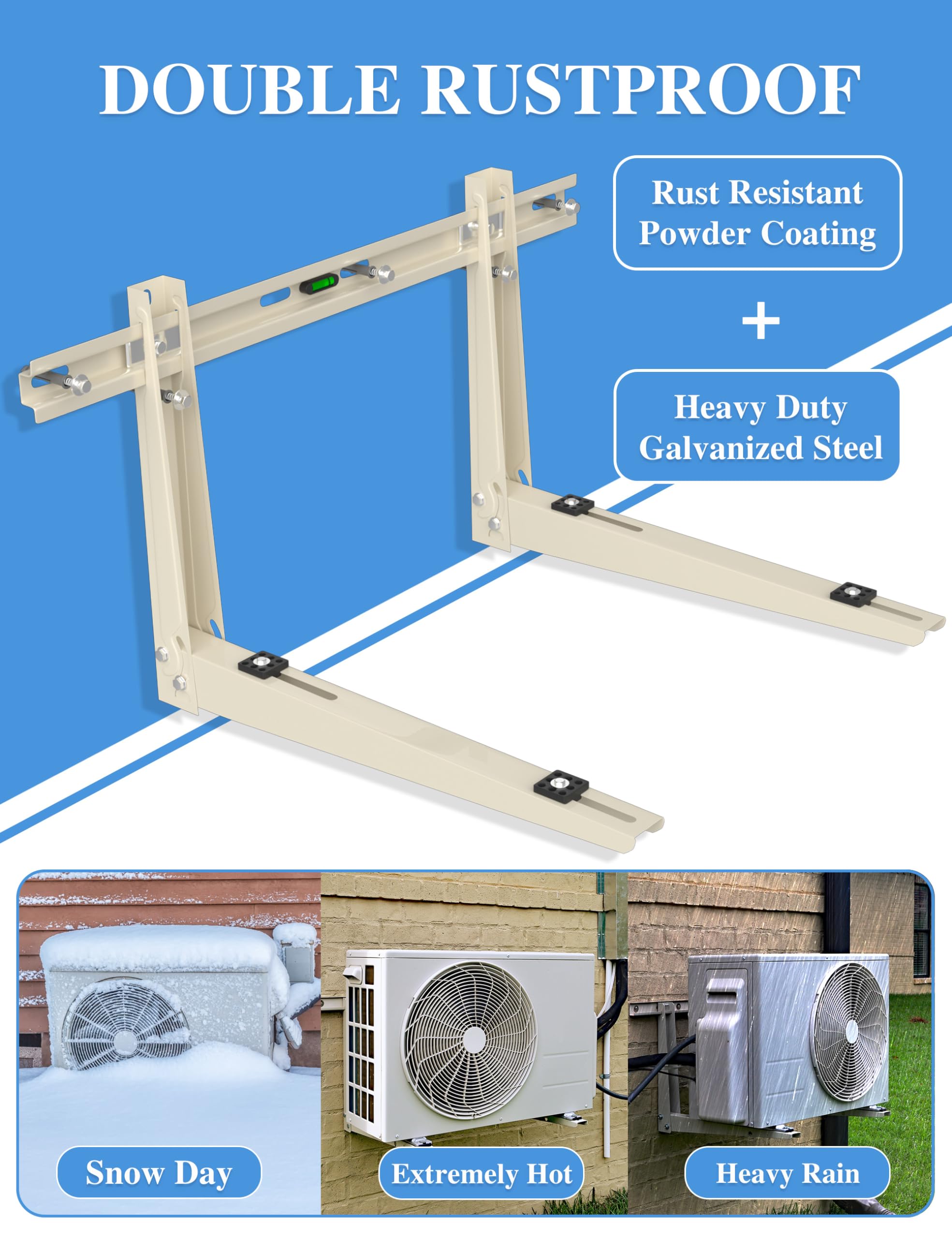 Mini Split Mounting Brackets For Outside, Condenser Bracket With Leveler For 7000 Btu To 24000 Btu Outdoor Ductless Mini Split A