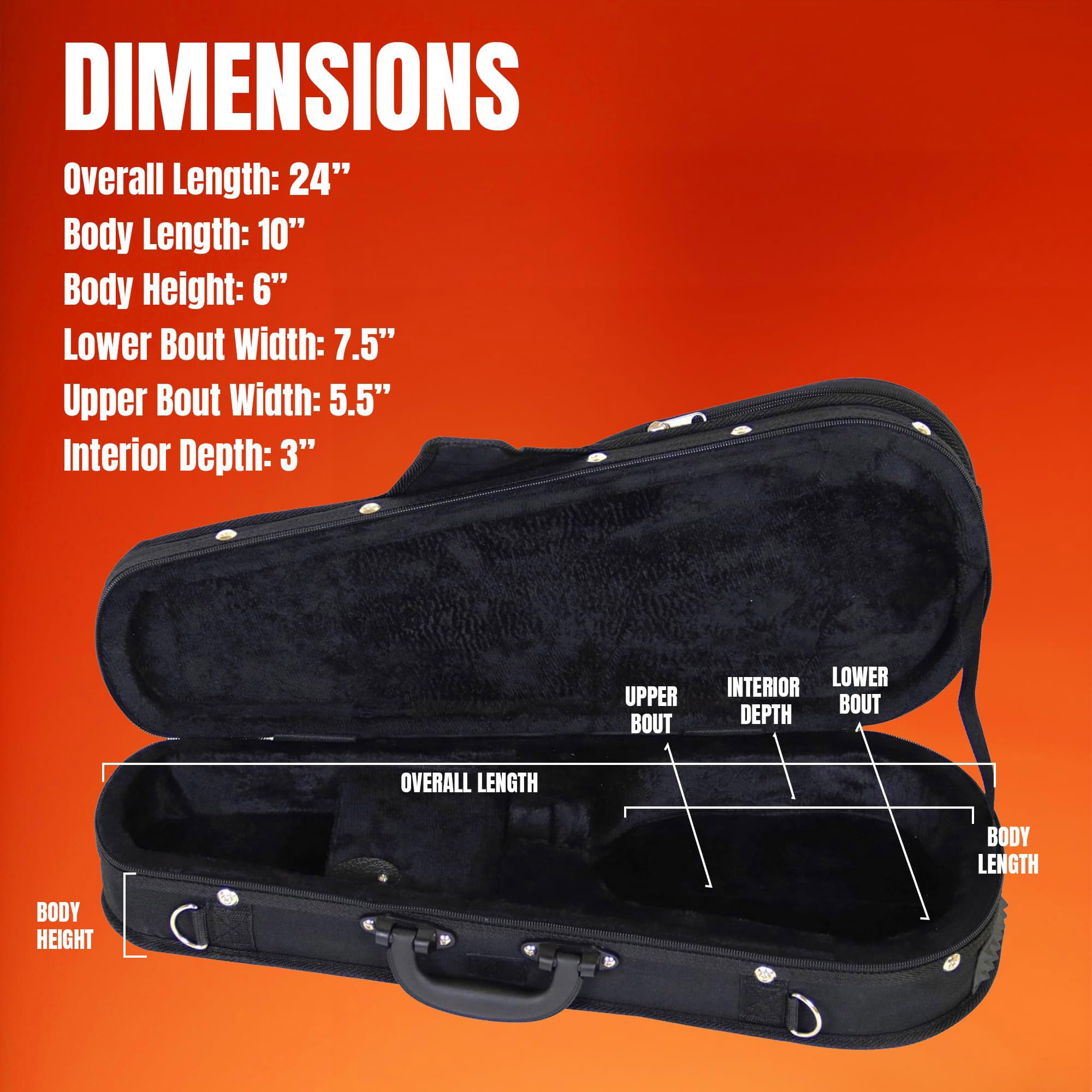 Gearlux Pineapple Ukulele Polyfoam Case - Black