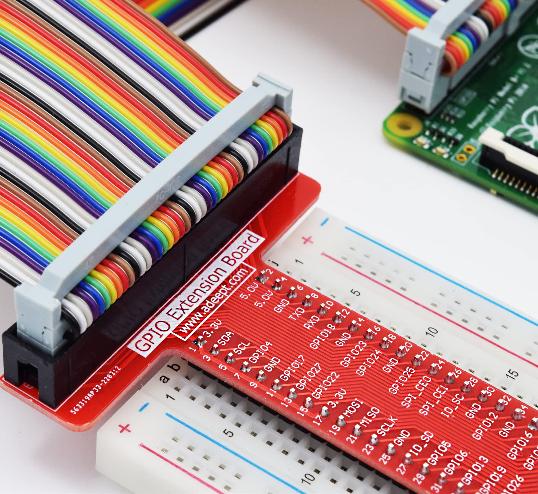 Adeept Raspberry Pi Gpio Breakout, T Type Gpio Expansion Board +830 Points Solderless Breadboard+65Pcs Jumper Cables +40Pin Rainbow Ribbon Cable, Raspberry Pi Gpio Expansion Kit