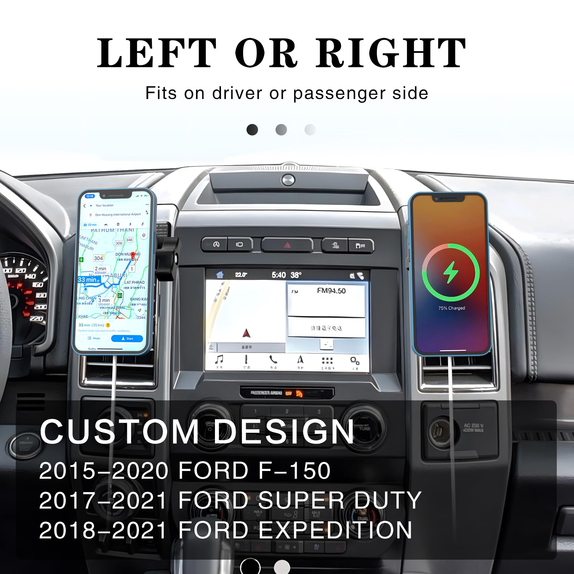 For Magsafe Car Mount Charger For Ford F-150 2015-2020,Expedition 2018-2021, Super Duty 2017-2021,15W Fast Charging Wireless Car