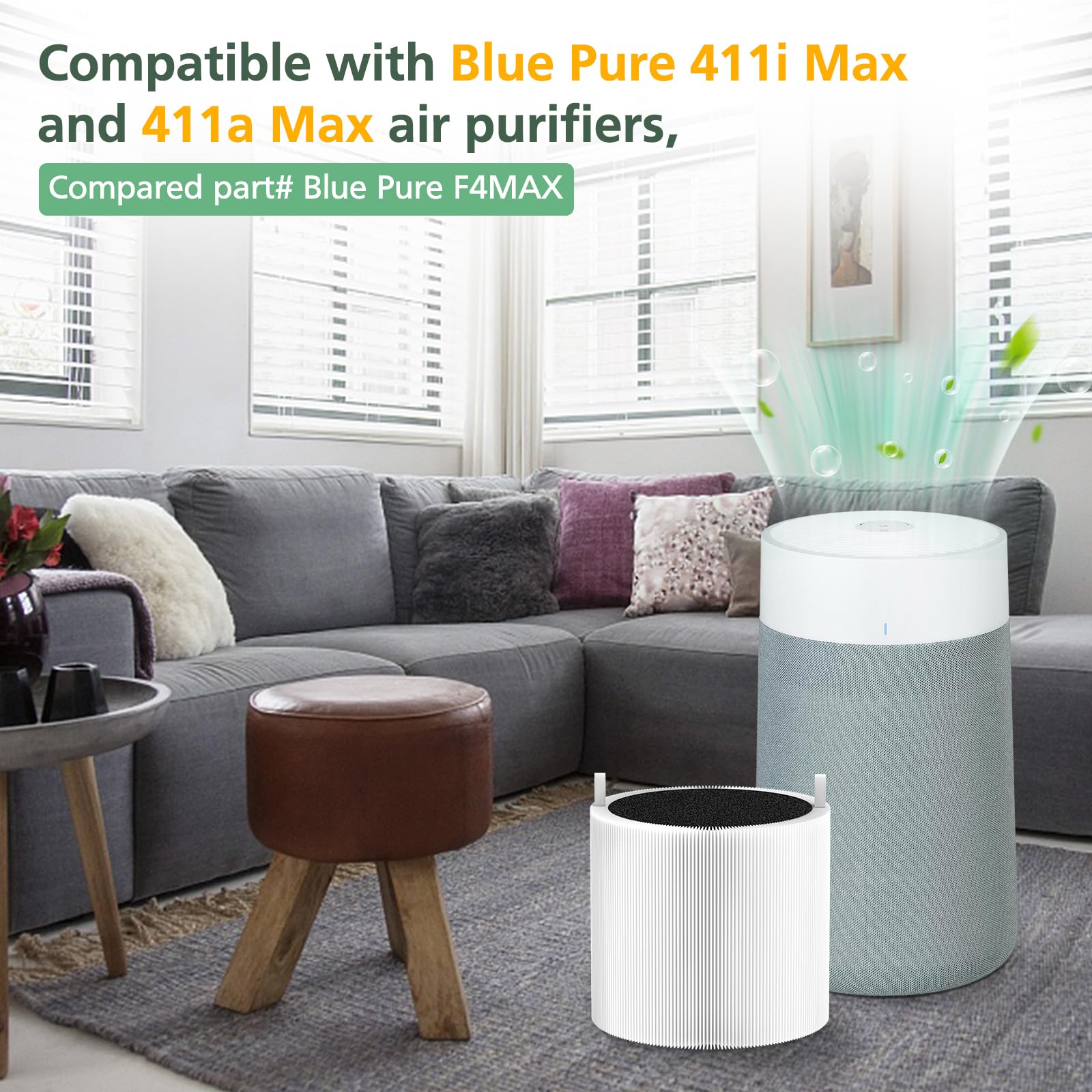1 Pack 411I Max And 411A Max Replacement Filter,True Hepa H13 Filter, Compatible With Blue Pure 411I Max And 411A Max Air Purifi