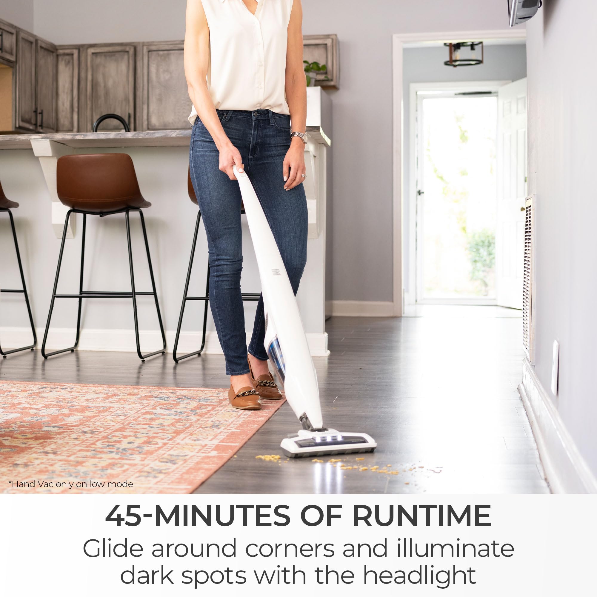 Kenmore Ds1030 Cordless Stick Vacuum Lightweight Cleaner 2 Speed Power Suction Led Headlight 2 In 1 Handheld For Hardwood Floor,