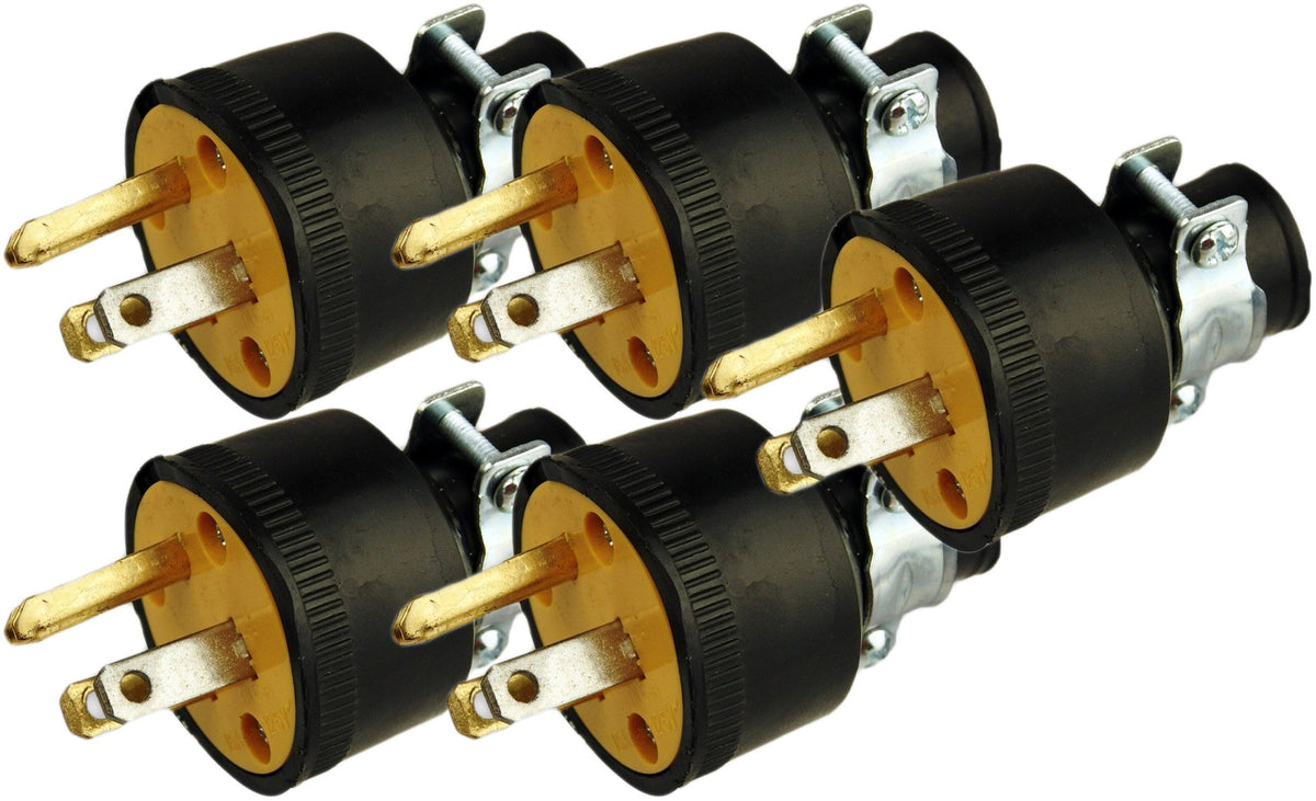 Black Duck Brand Male Extension Cord Replacement Electrical Plugs End (5 Pieces)