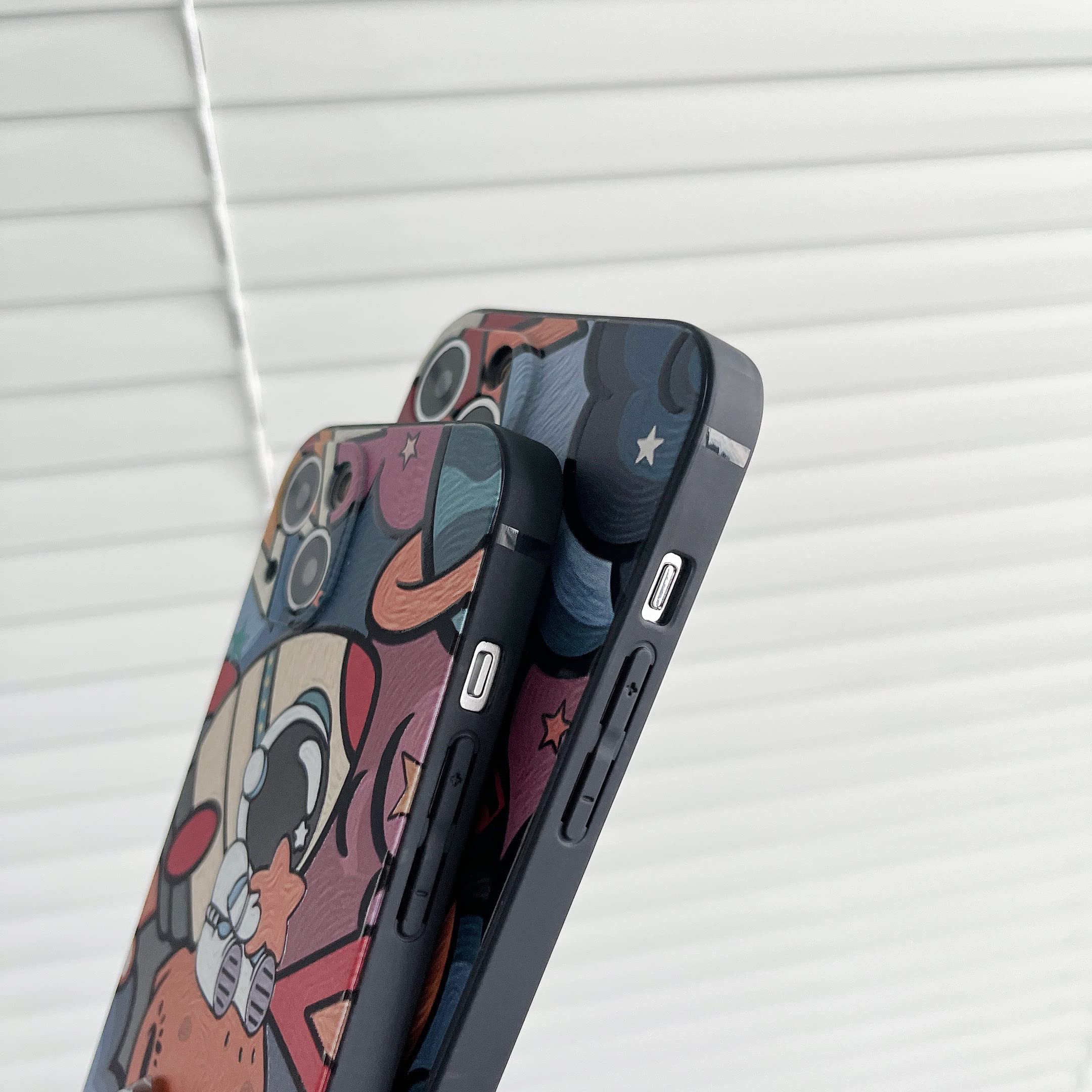 Yonds Queen Compatible With Iphone 12 Cute Case, Cool Cartoon Astronaut Moon Space Painting Design Stylish Soft Tpu Bumper Shock