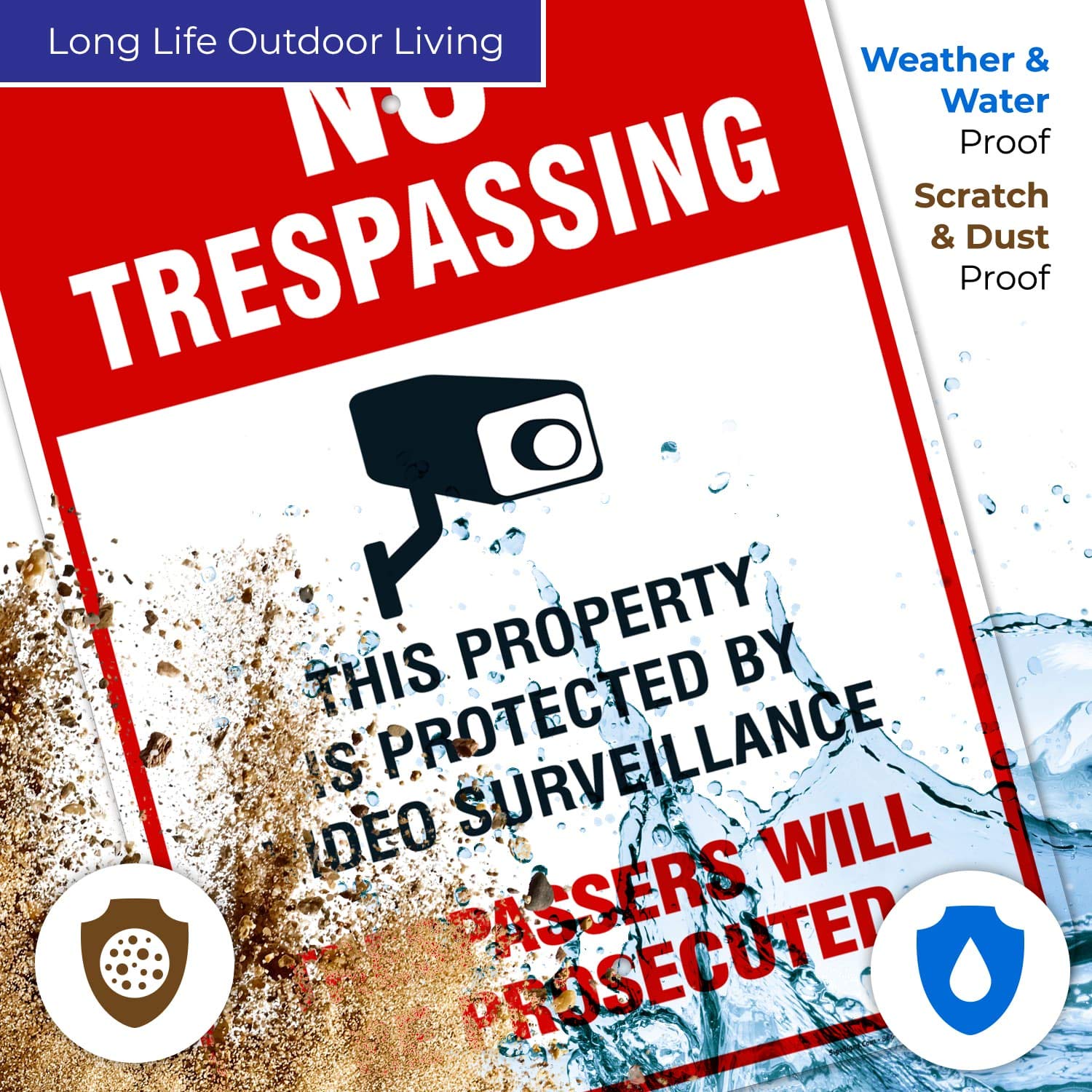 Sigo Signs Video Surveillance No Trespassing Sign, Cctv Security Camera, 18X24 Inches, Rust Free .063 Aluminum, Fade Resistant,