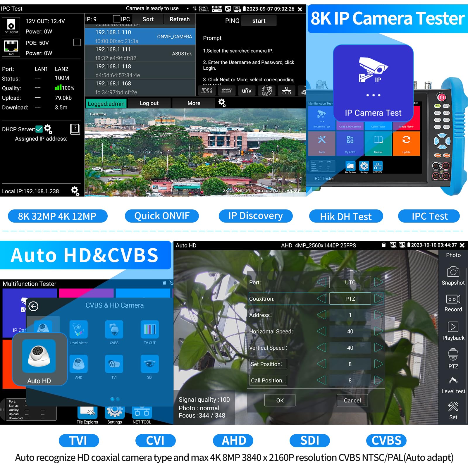 Rsrteng Ipc 9800Movtadhs Pro Full Features Cctv Camera Tester 7 Inch Ips Touch Screen Monitor Cctv Tester With Hd Tvi Hd Cvi Ahd