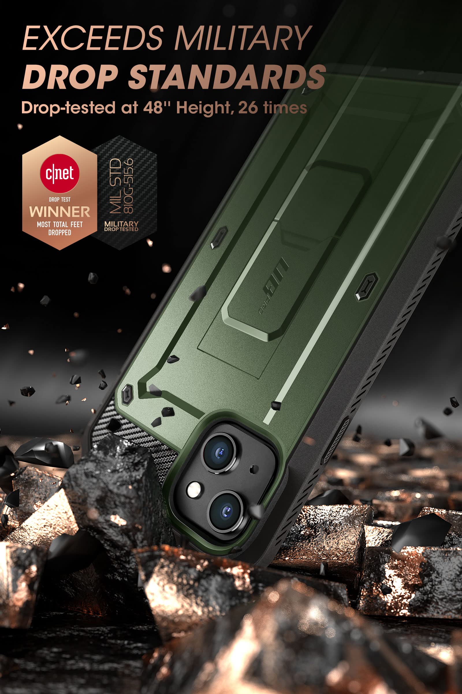 Supcase Unicorn Beetle Pro Case For Iphone 14 / Iphone 13 6.1'', Built In Screen Protector & Kickstand & Belt Clip Heavy Duty Ru