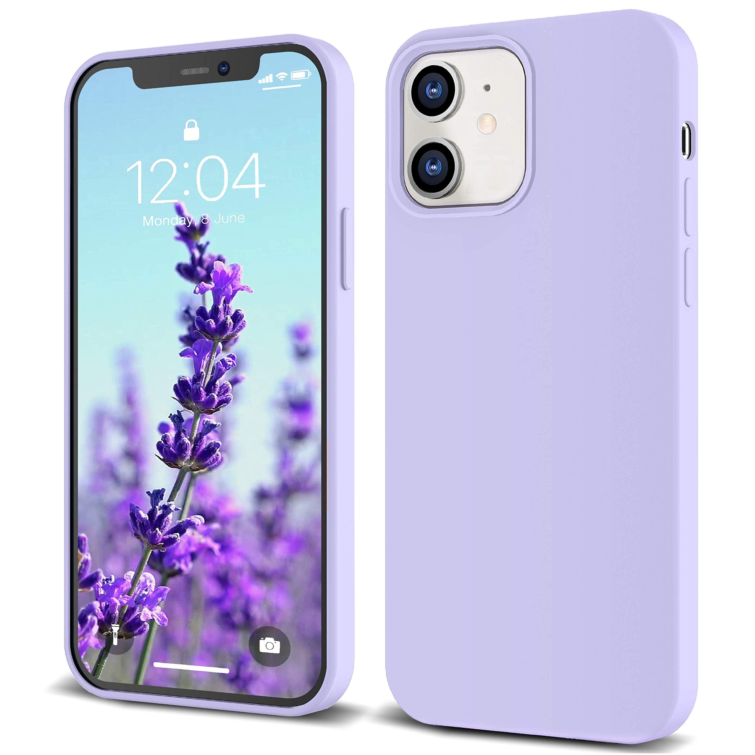 Icesword Iphone 12 Mini Case Purple, Thin Liquid Silicone Case, Matte Lavender Purple, Soft Silk Microfiber Cloth, Gel Rubber Fu