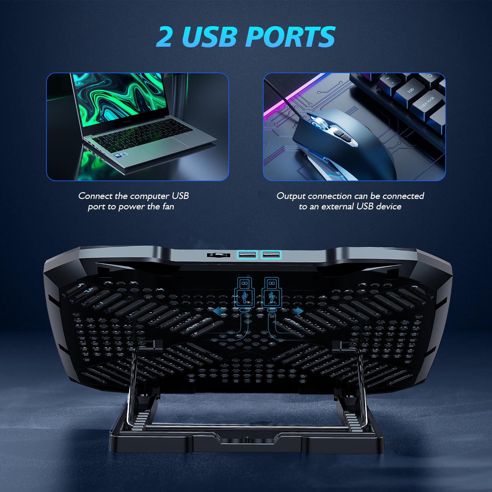 Aimiuzi Laptop Cooling Pad,Gaming Laptop Cooler With 5 Quiet Fans For 12 15.6 Inch,Laptop Cooling Stand With 5 Height Adjustable