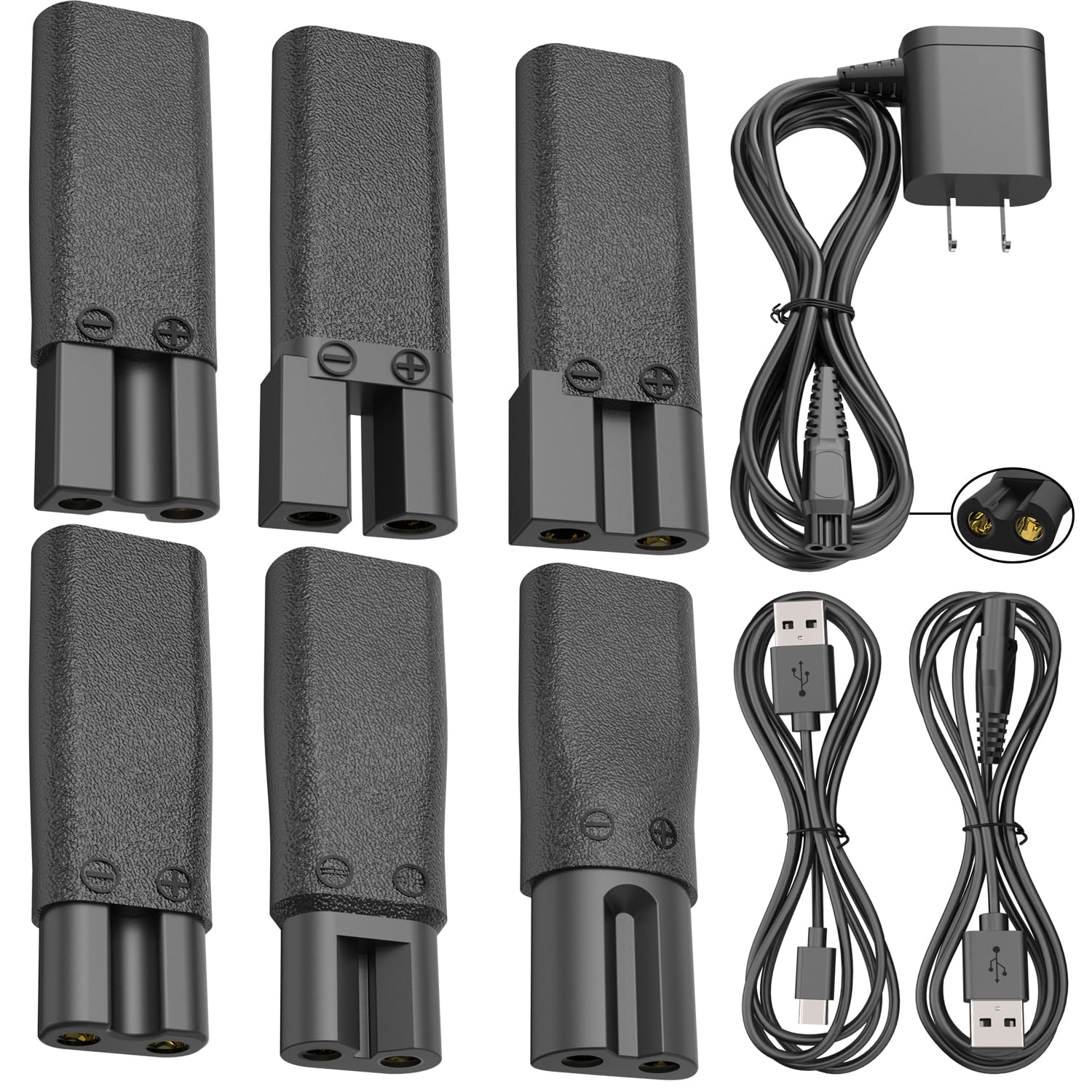 Upgraded 9Pcs Replacement Shaver Charger Compatible With A Various Types Of Electric Hair Clippers, Beard Trimmers, Shavers, Bea
