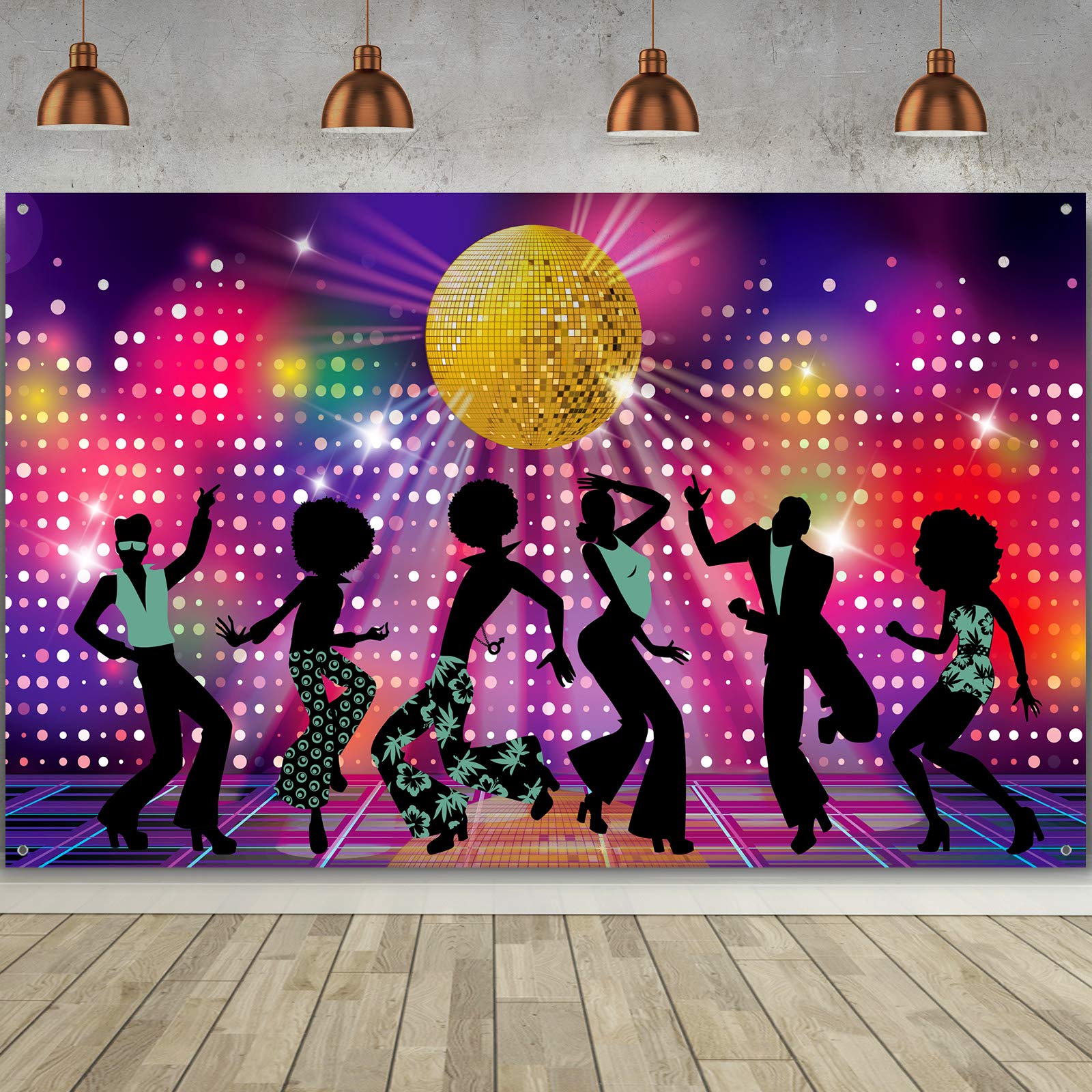 Retro Disco Backdrop Back to 70s 80s 90s Dance Party Decorations Banner 72.8 x 43.3 Inch Large Disco Birthday Party Supplies for