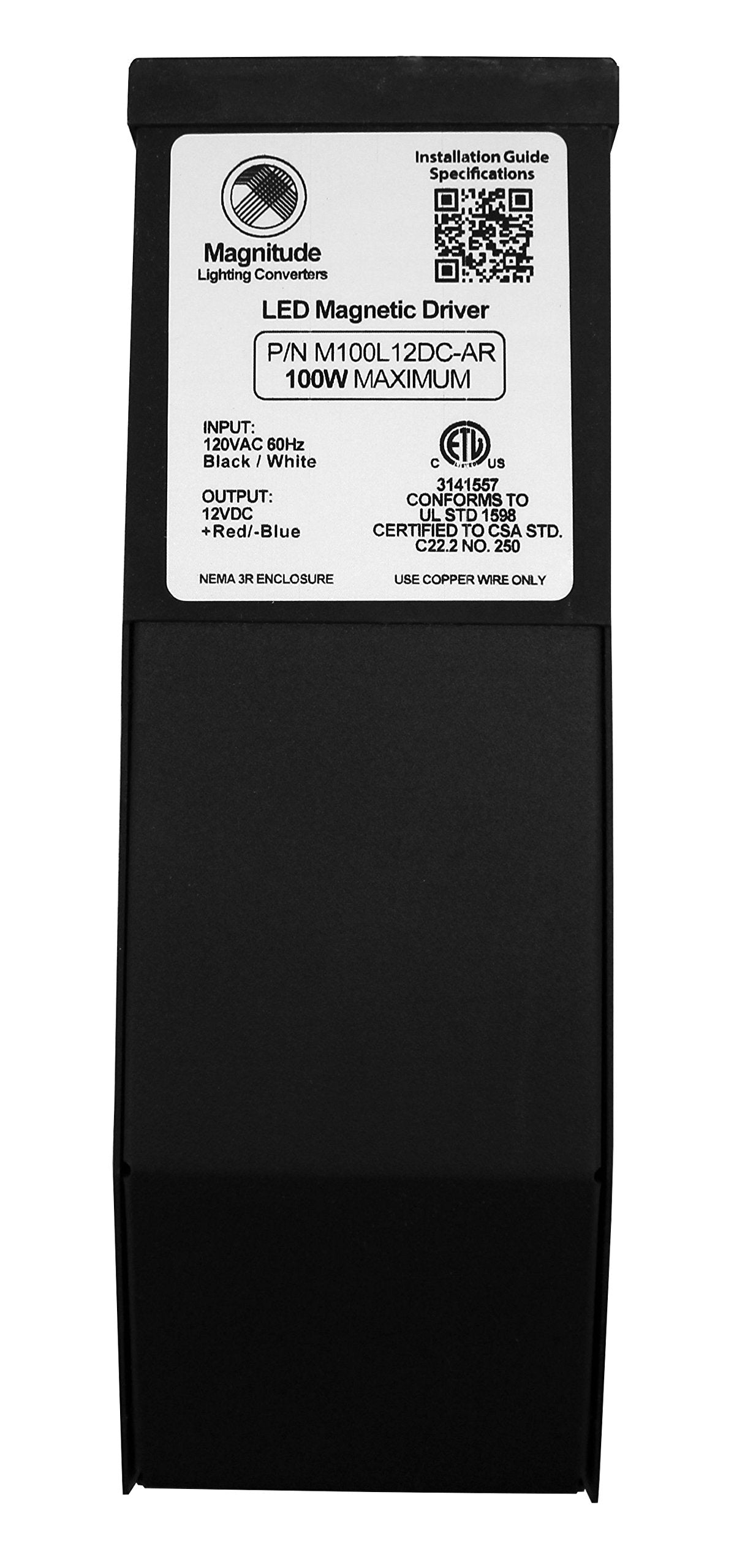 12V Magnitude Magnetic Dimmable Led Driver Transformer Hardwired Under Cabinet Lighting 100 Watt   Inspired Led