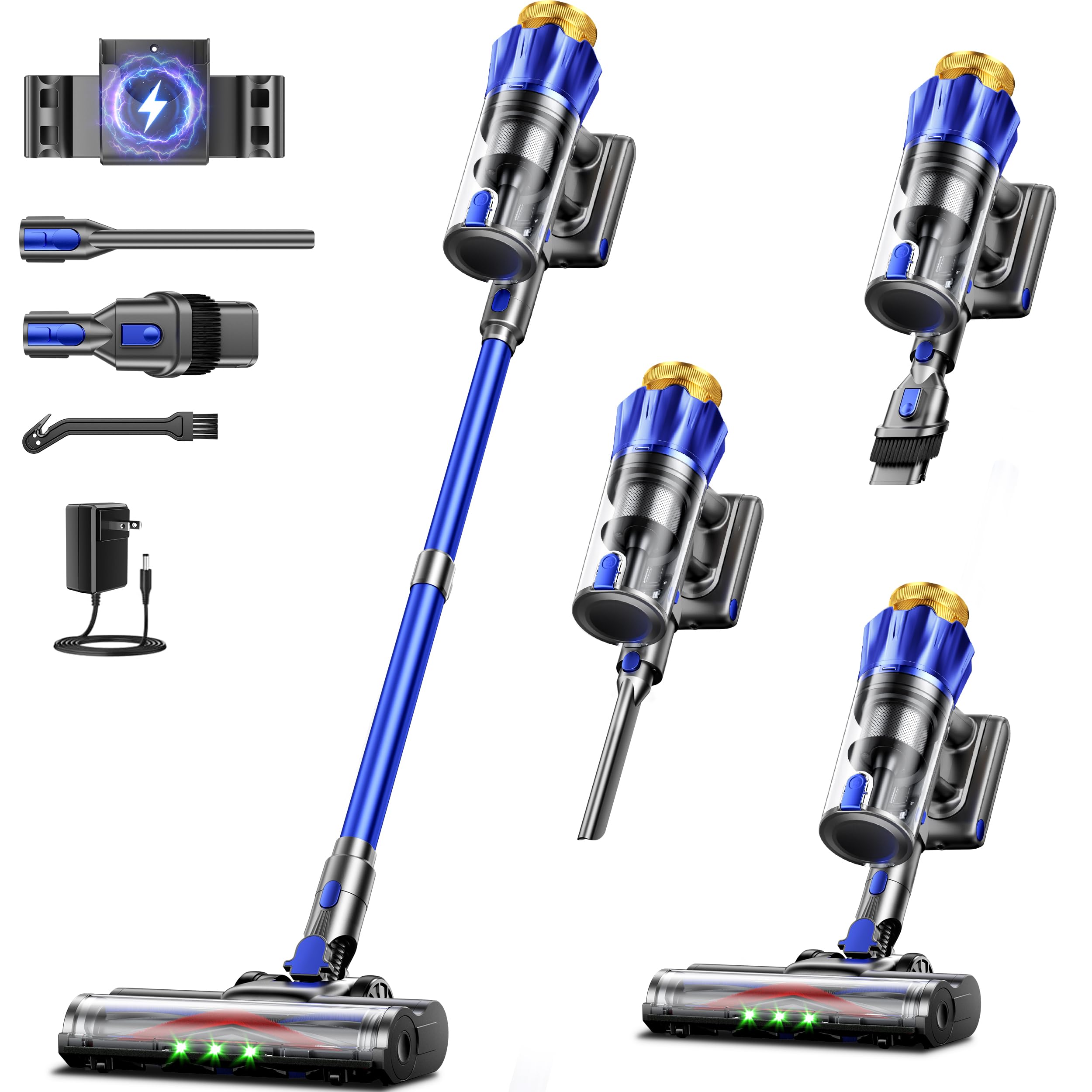 Cordless Vacuum Cleaner, 650W 55KPa Powerful Suction, 70Mins SelfStanding Stick Vacuum with AntiTangle Brush, Touch Screen & 1