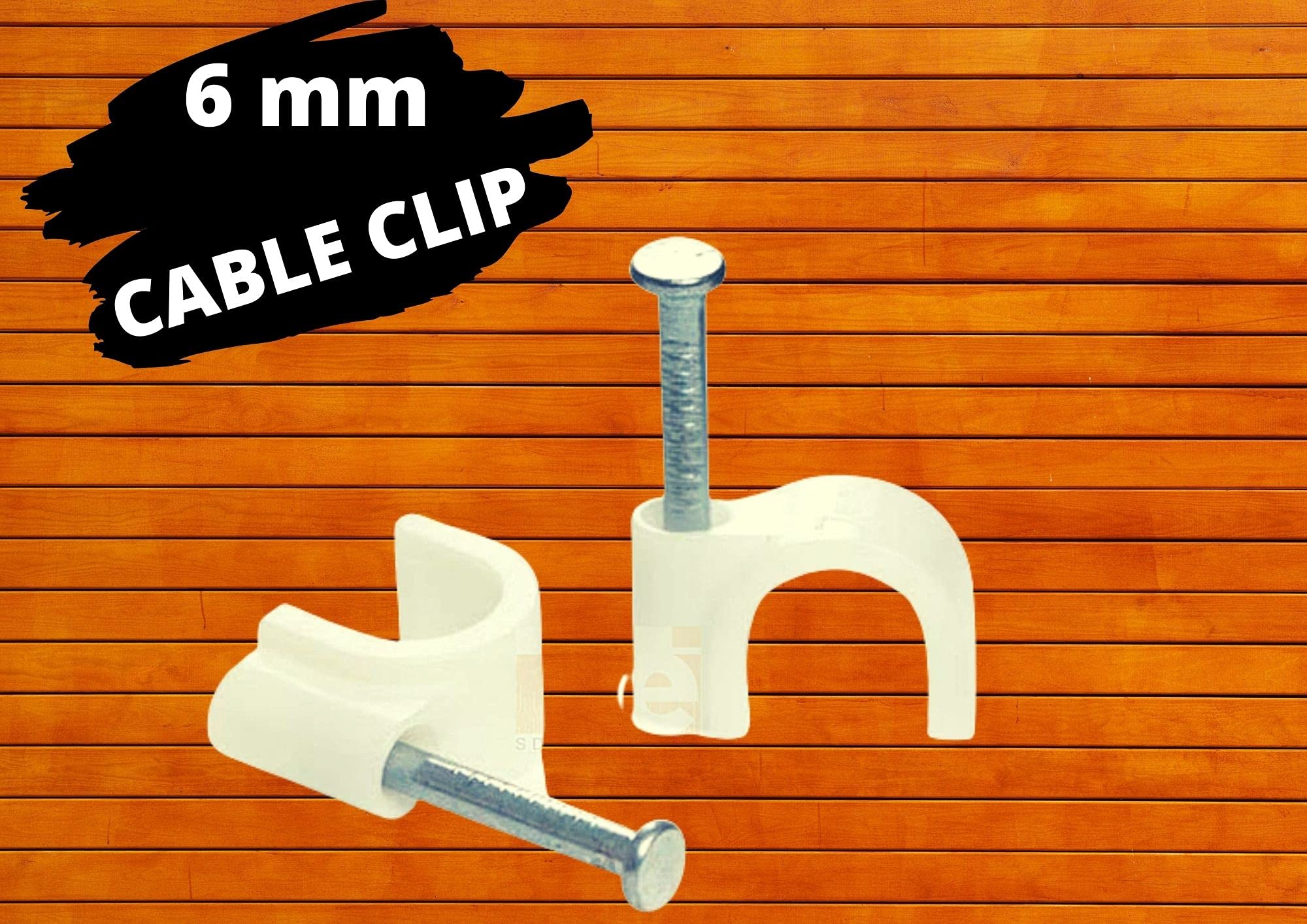 Manifold Electric India 6Mm Diameter Wire Fastener Circle Cable Clips With Metal Nail (White) (50, White)