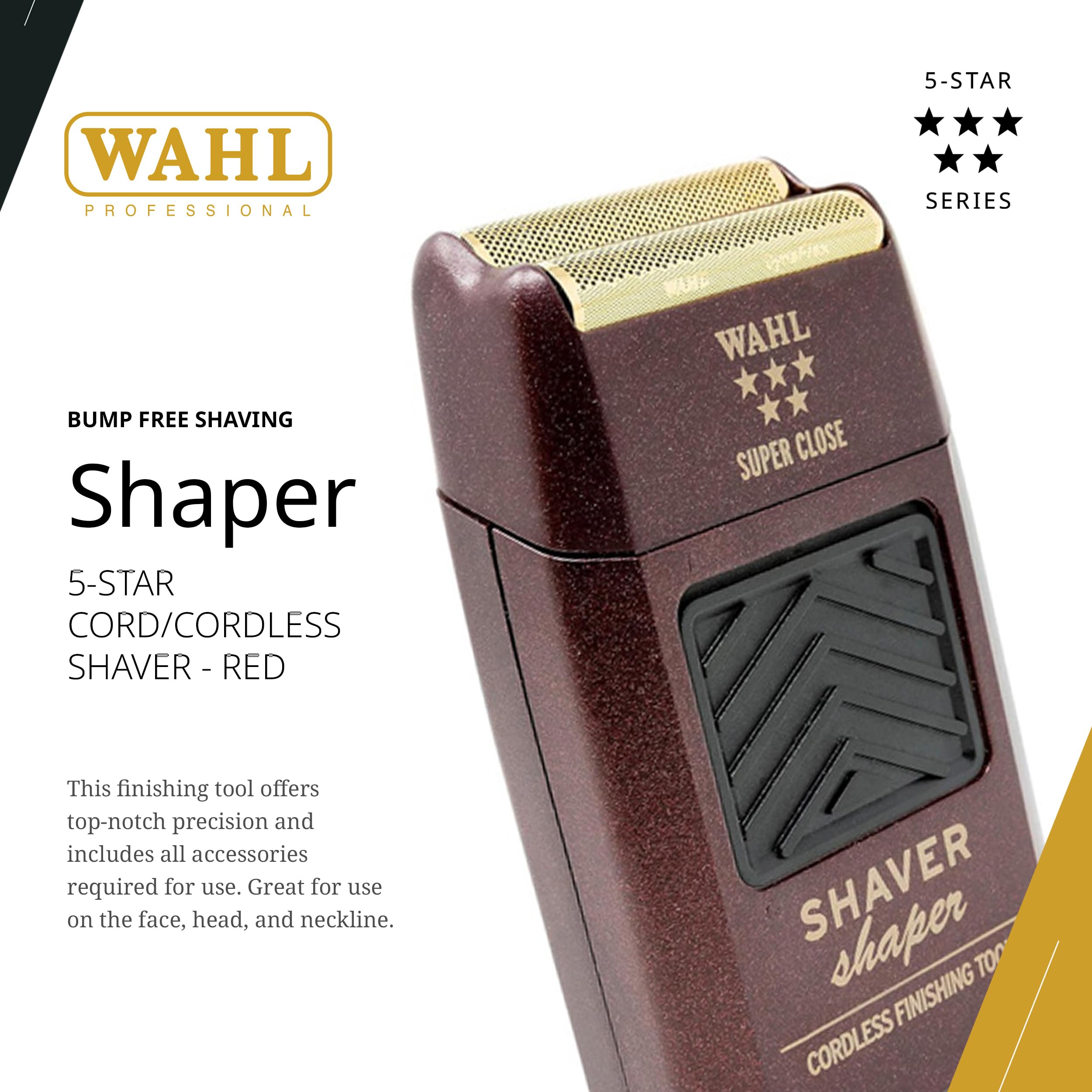 Wahl Professional 5 Star Series Rechargeable Shaver/Shaper #8061 100   Up To 60 Minutes Of Run Time   Bump Free, Ultra Close Sha