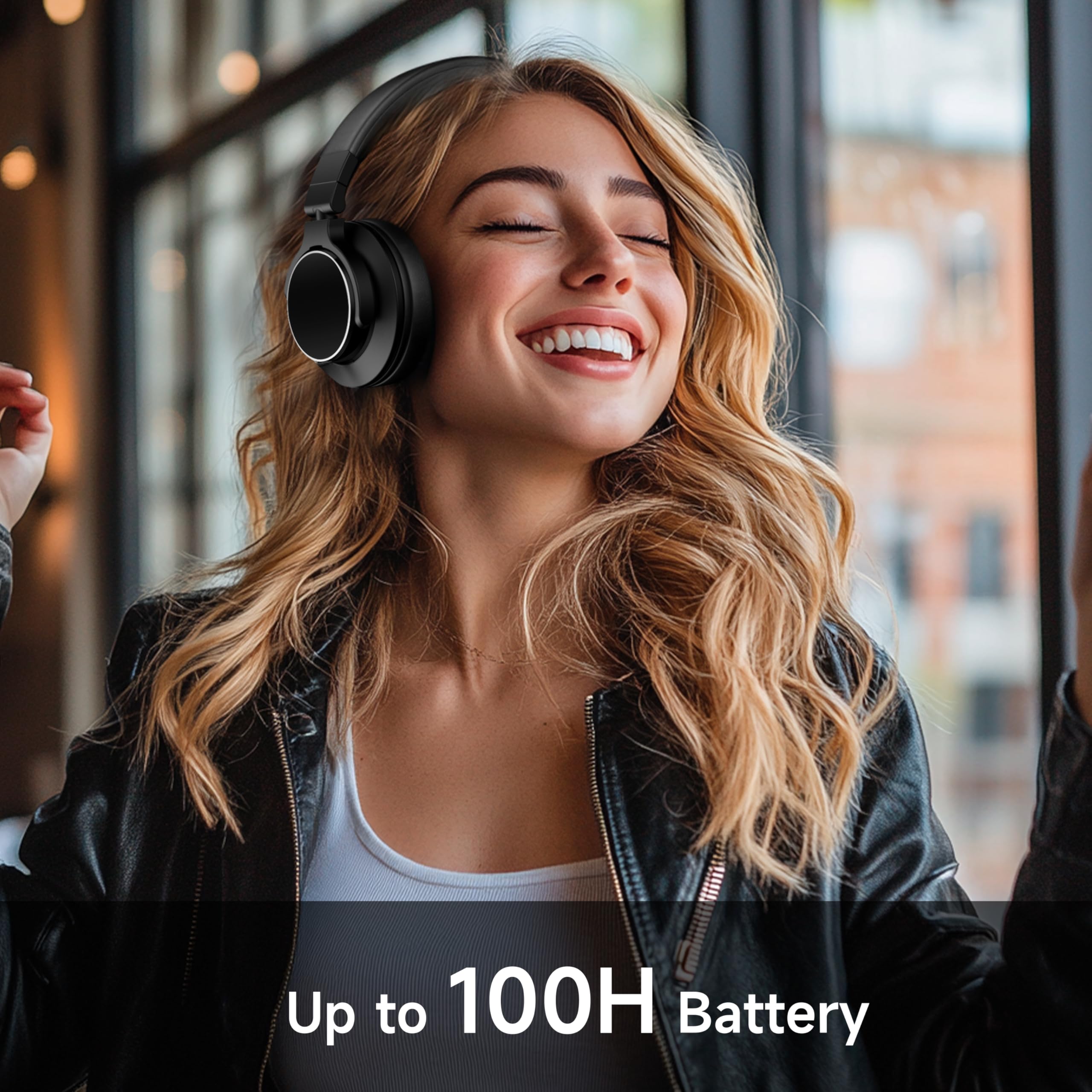 Bluetooth Headphones Over Ear, Bluetooth 5.4, 100H Playtime, Headphones Wireless With Mic, 1/4 To 3.5Mm Wired Audio Jack For Stu