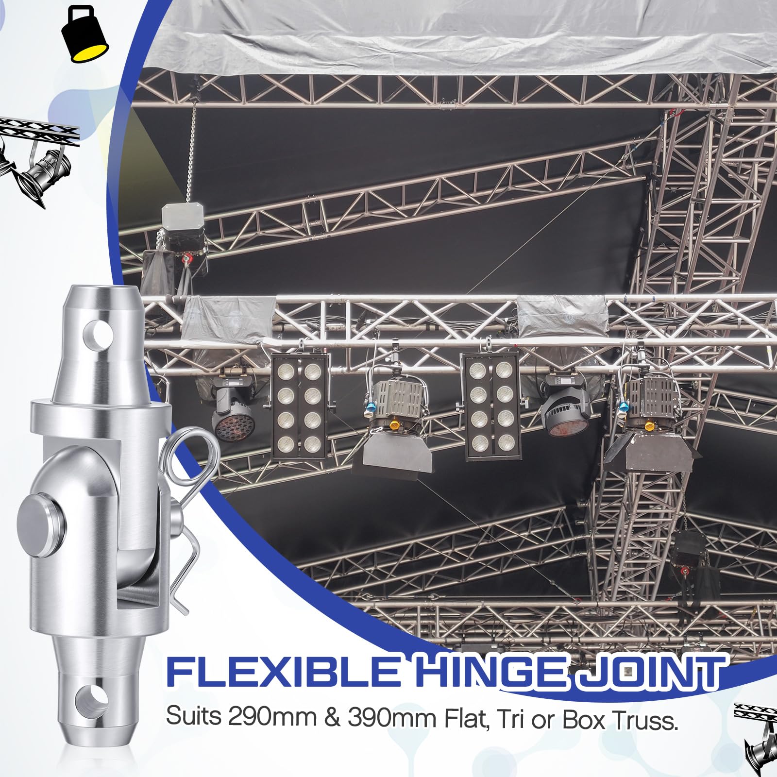 Yaocom 2 Pack Aluminum Flexible Hinge Joint Suit Flat With Clips Pin Tri Box Truss 290Mm Trussing Lighting Dj Stage Lighting Acc