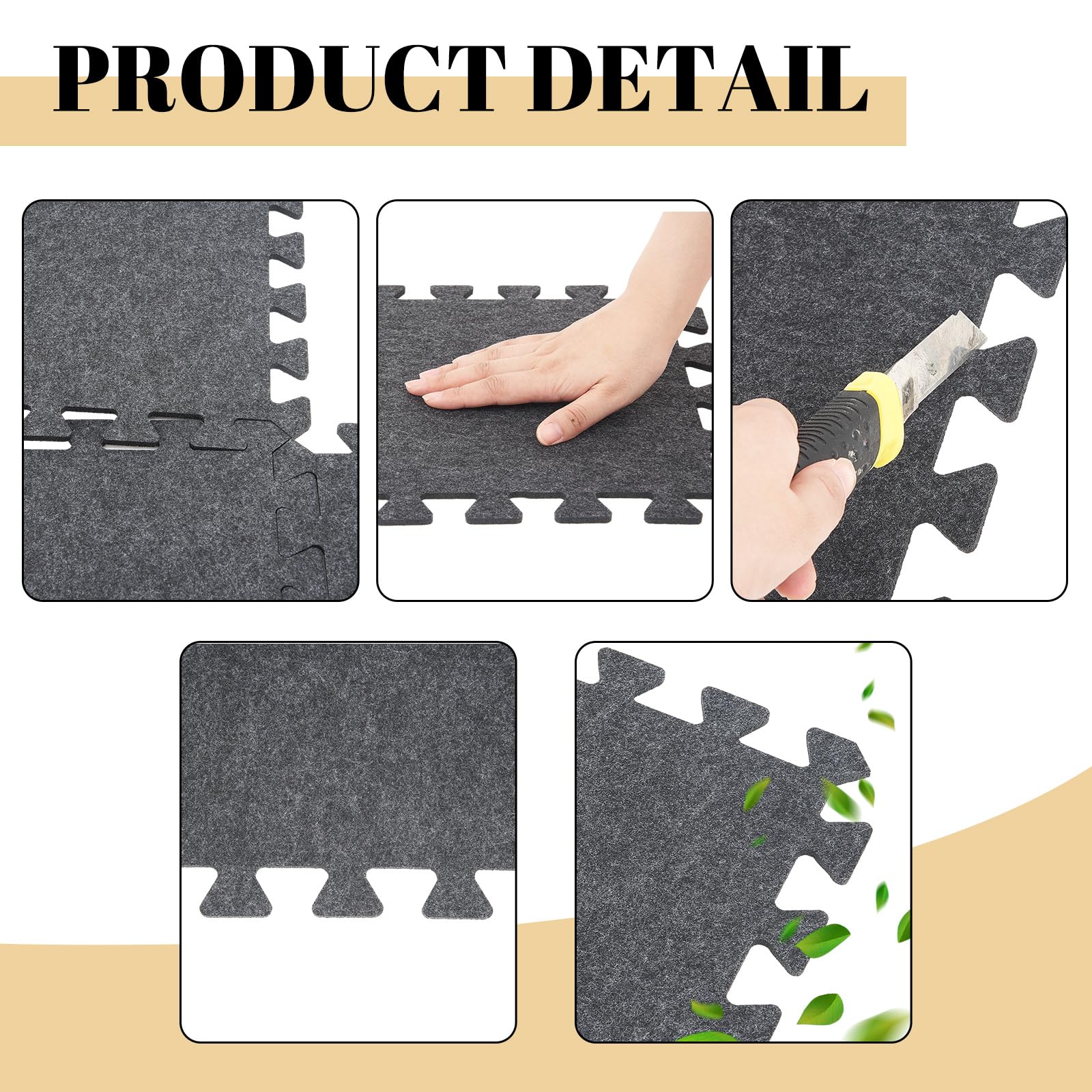 Nuanchu 20 Pcs Thick Sound Absorbing Interlocking Floor Mats, 11.8 X 11.8 Inches High Density Piano Carpet Drum Rug Sound Absorb