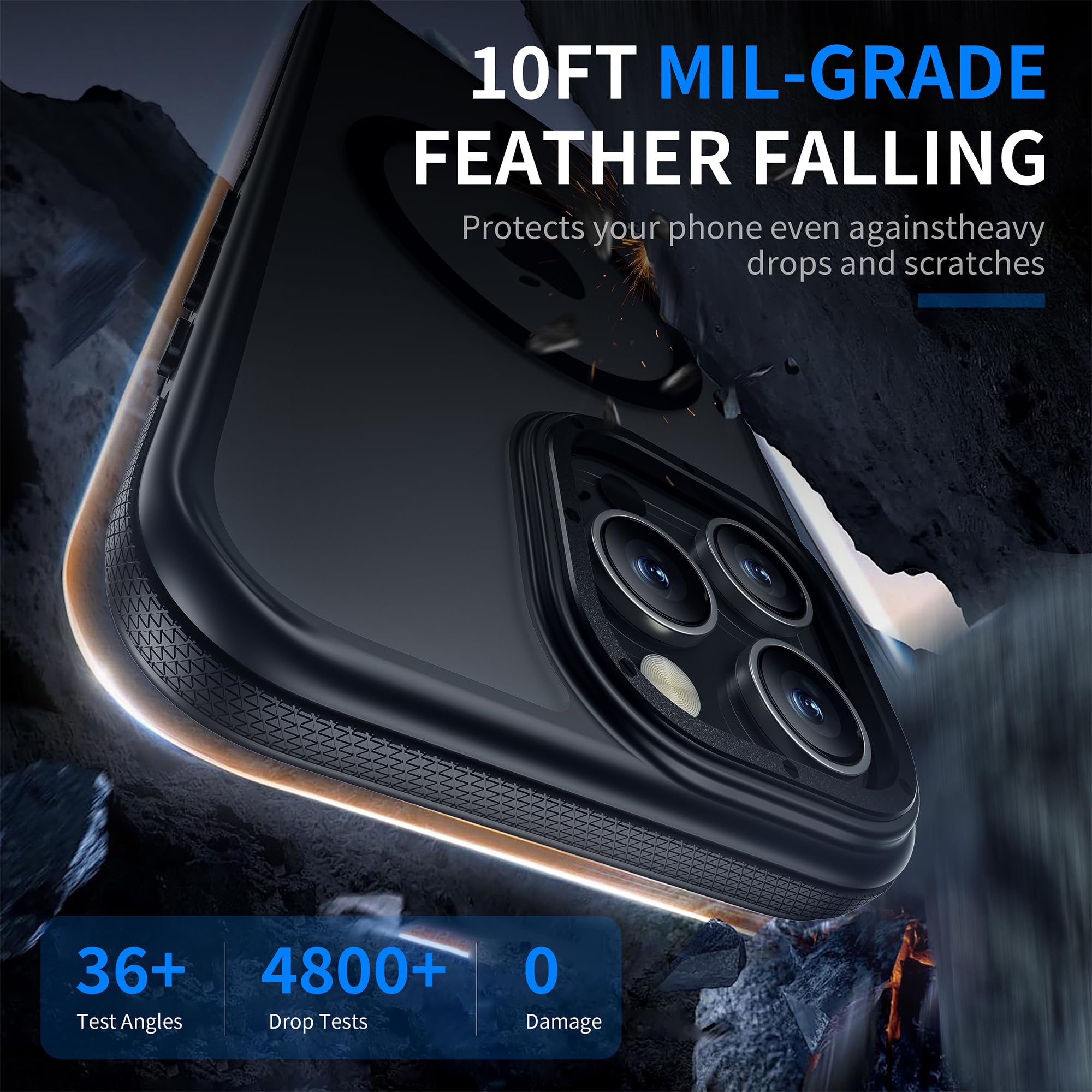 Yzoiko Strong Magnetic For Iphone 16 Pro Max Case [10Ft Military Grade Protection] Compatible With Fit Magsafe Shockproof Slim T