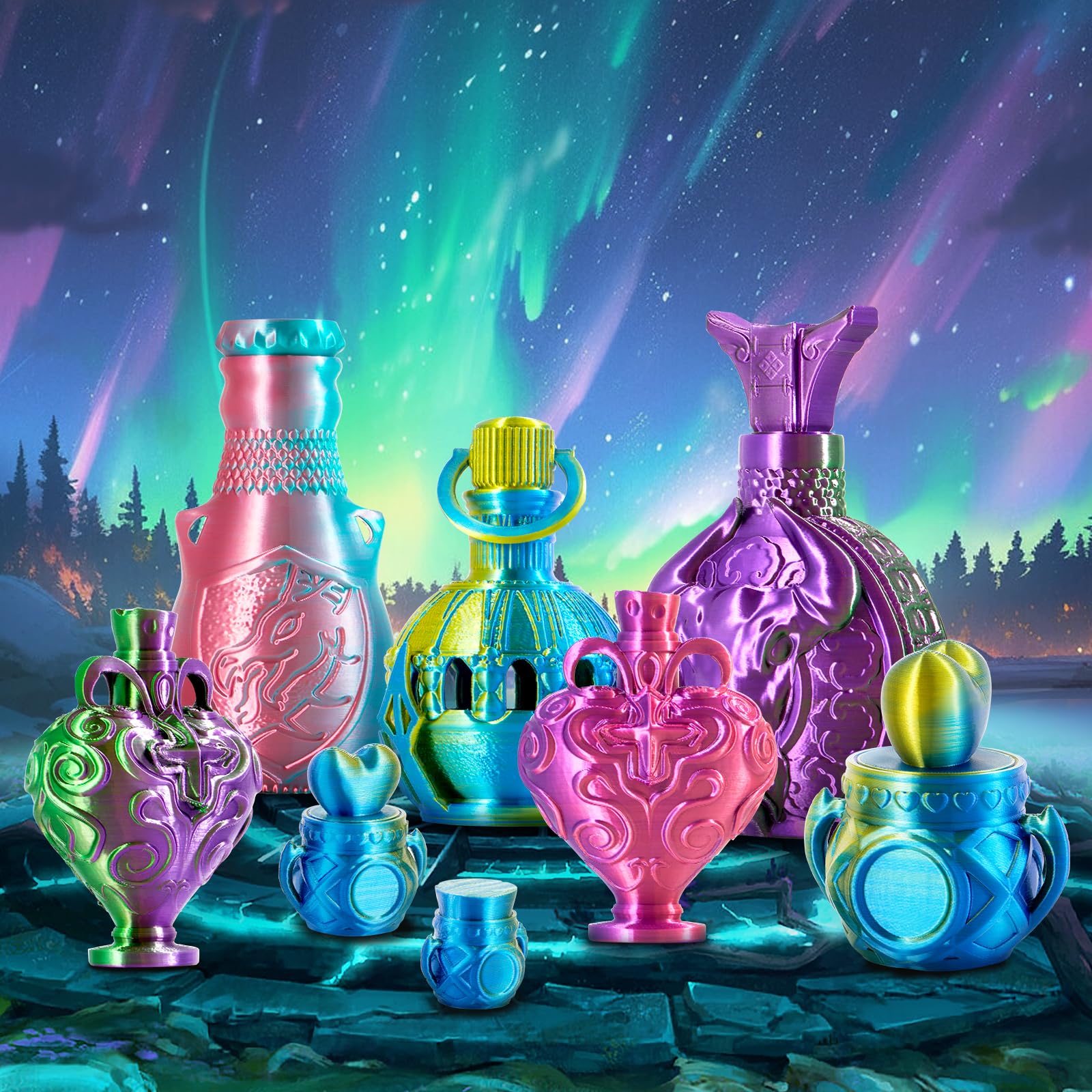 Eryone Silk Dual Color Filament Pla 3D Printer 1.75Mm +/  0.03Mm, Coextrusion Filament Pla Shiny Filament 1Kg(2.2Lbs), Purple&Bl