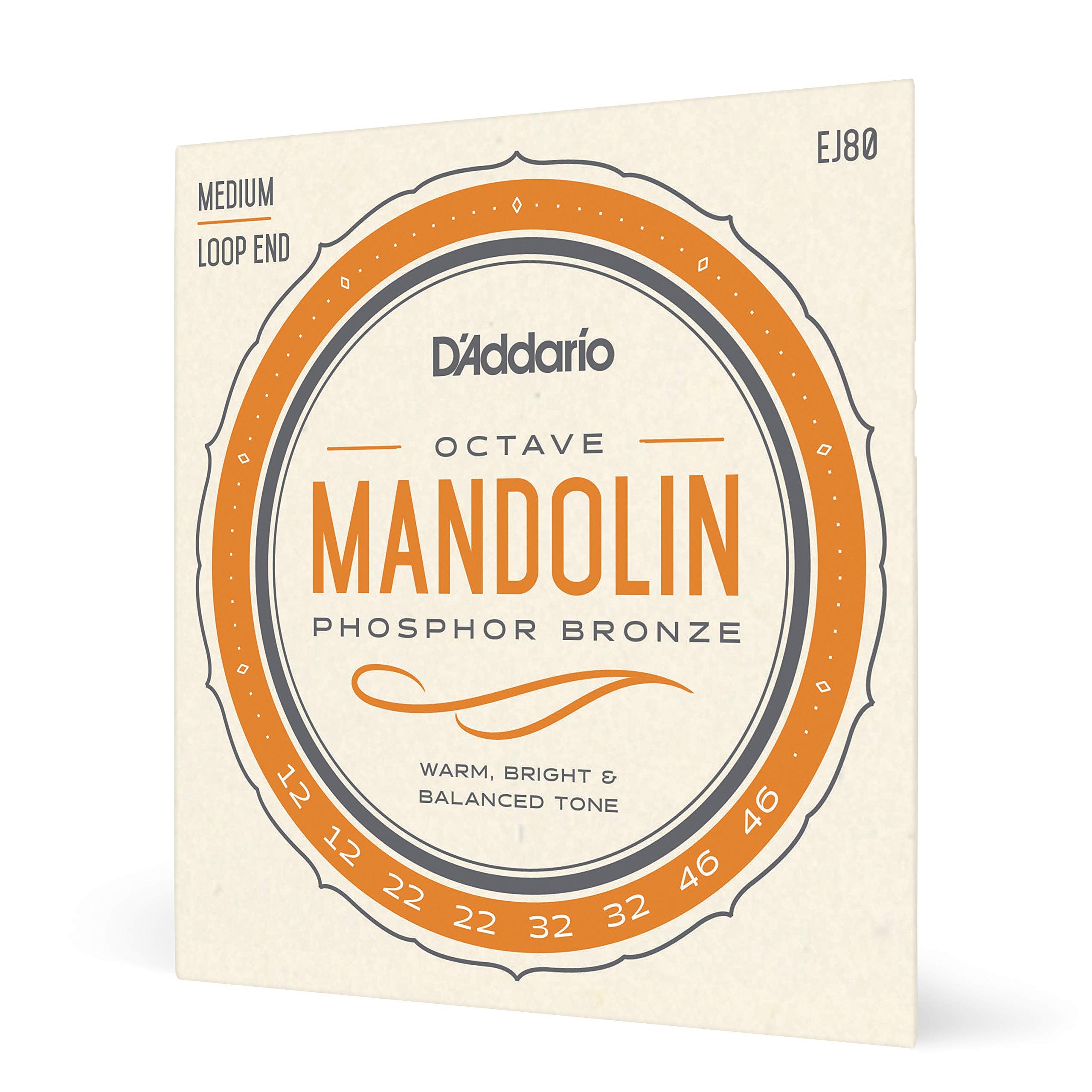 D'Addario Ej80 Phosphor Bronze Octave Mandolin Strings, Medium, 12 46