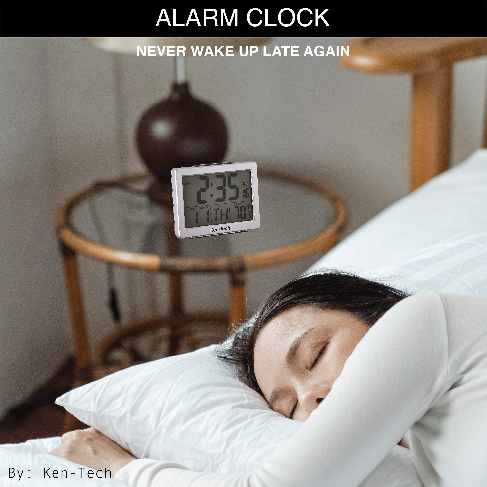 Sonnet Ken Tech T 4652 Atomic Radio Controlled Lcd A Larm Clock, 1.5 Inch, Black Blue Light