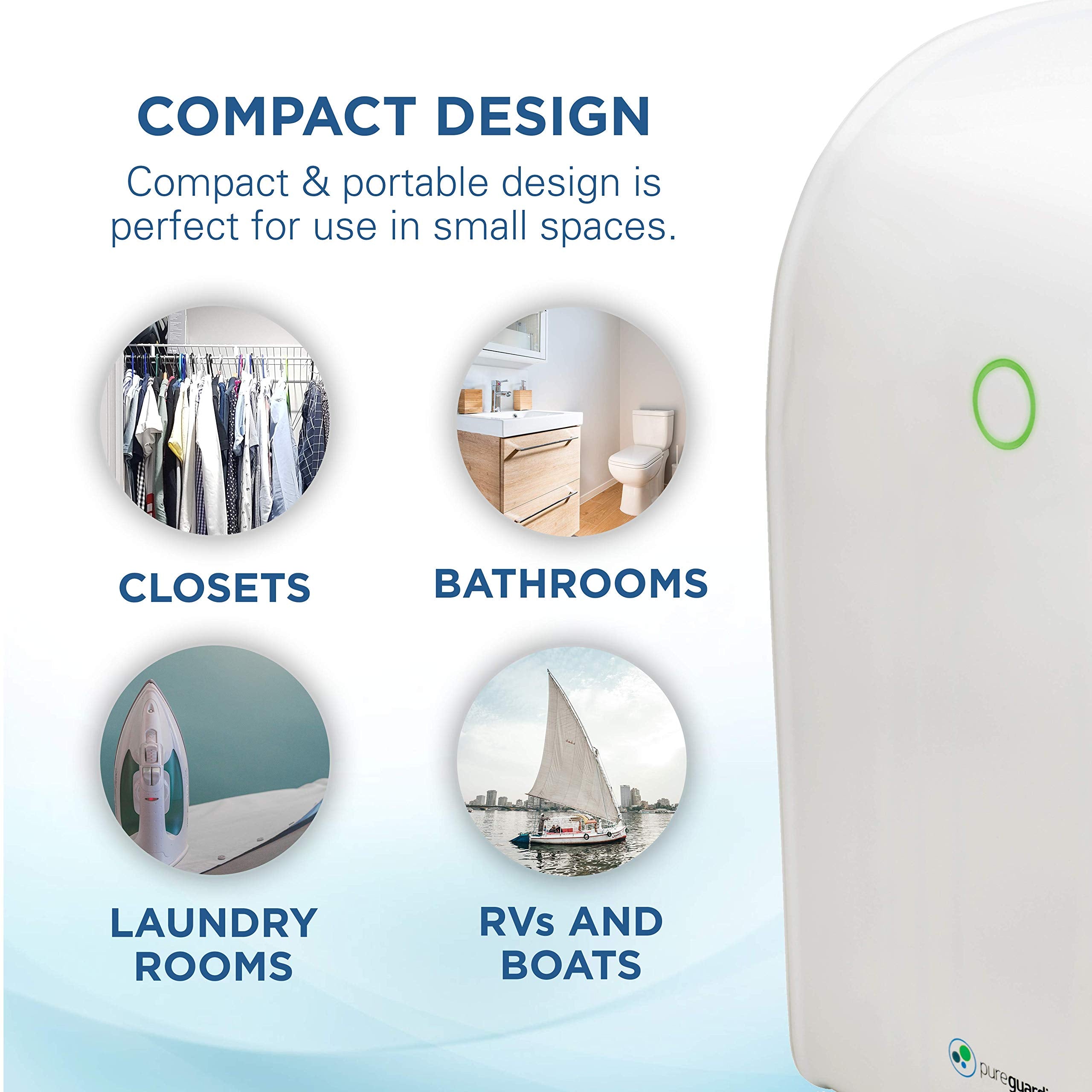 Pure Guardian Dh201Wca Small Room Dehumidifier For Allergen And Odor Control In Closets, Kitchens, Laundry Rooms, And Bathrooms,