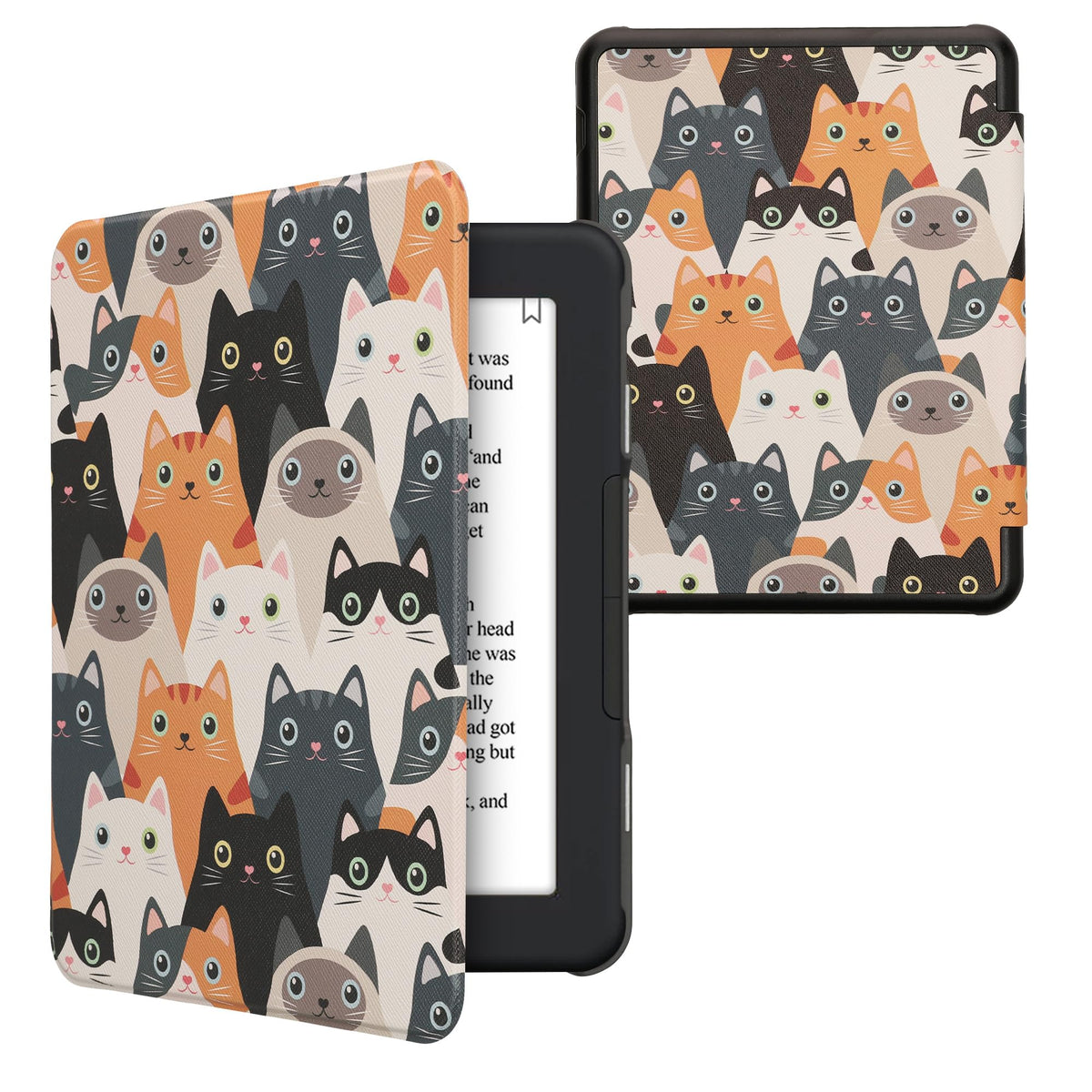 Kwmobile Case Compatible With Barnes & Noble Nook Glowlight 4 Plus Case   Ereader Cover   Cats Orange/Black/White