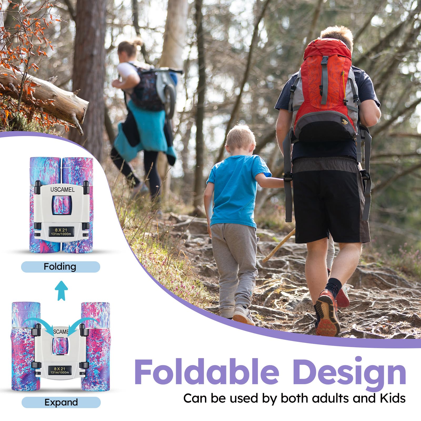 Uscamel Binoculars, Small Binocular For Kids And Adults, 8  21 Pocket Binoculars, Fmc Lens Waterproof Compact Binocular For Bird