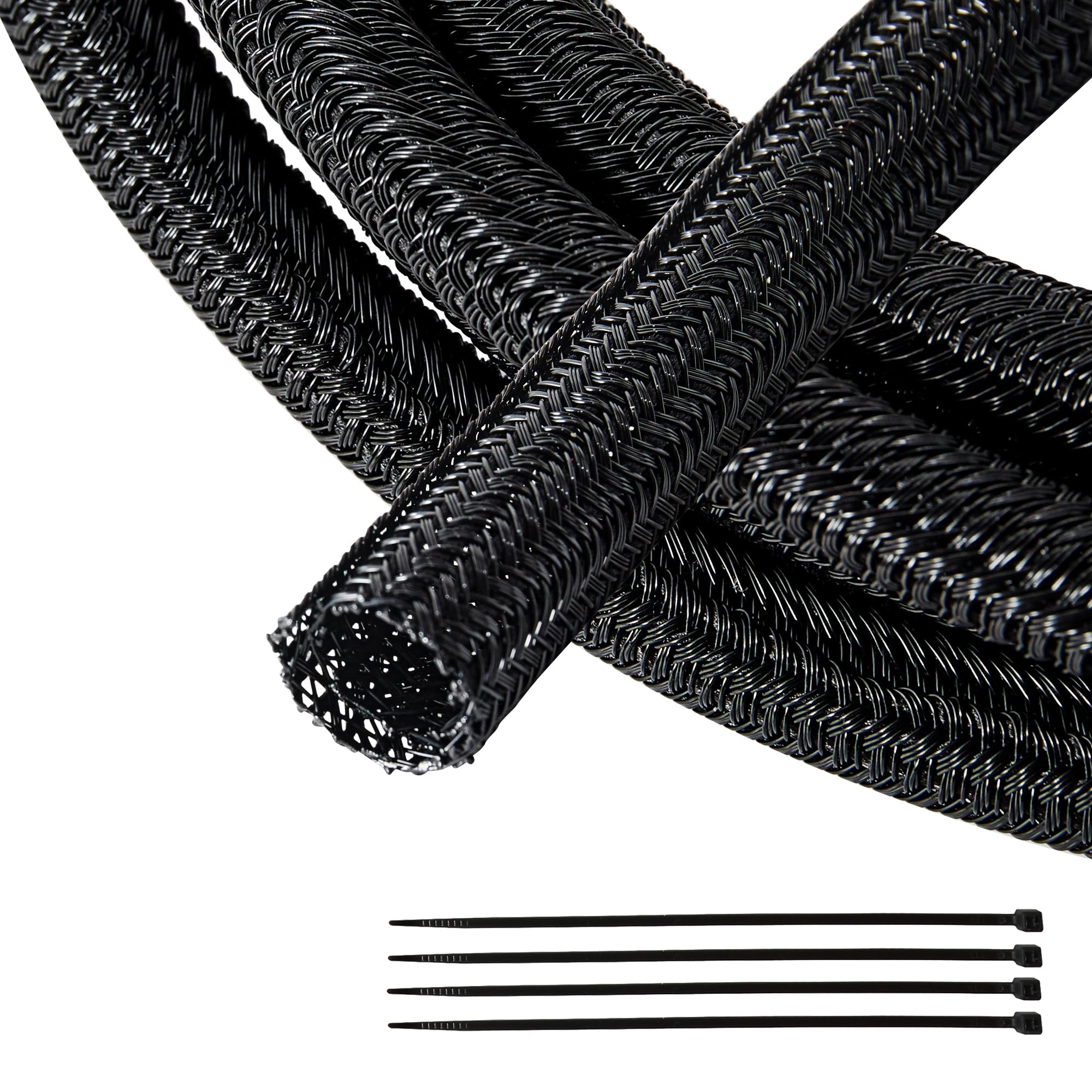 Red Wolf 1/4    X 10Ft Cable Sleeves Cord Management Braided Wire Loom Sleeving Protector Wiring Cable Cover Flexible Self Wrap