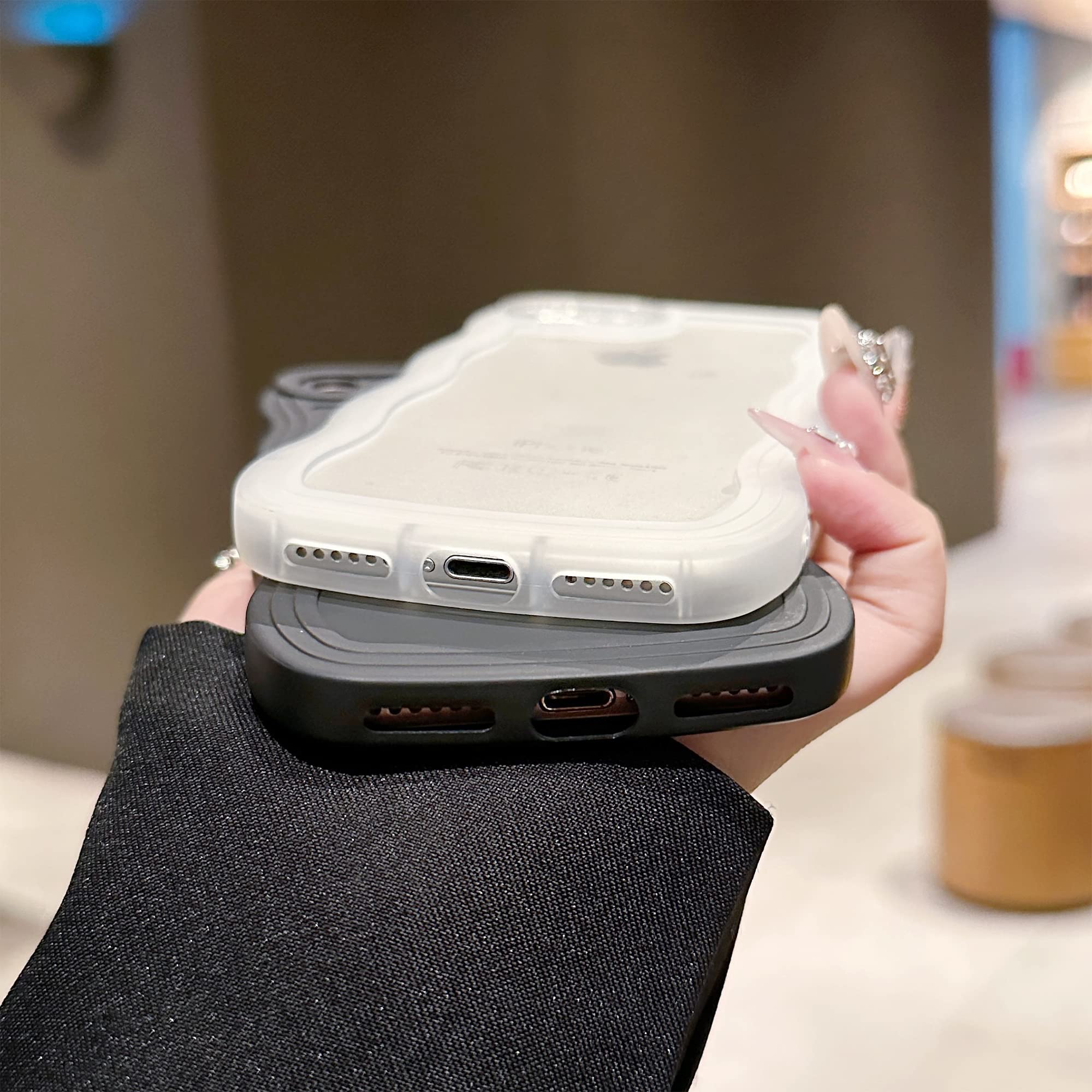 Skylmw Compatible With Iphone Se/7/8 Case 4.7'', Cute Kawaii Curly Wave Frame Shape Soft Silicone Shockproof Protective Phone Co