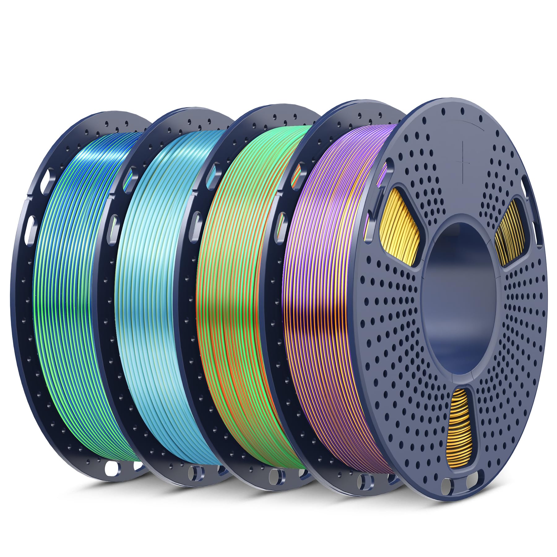 SUNLU Silk Triple Color PLA Filament Bundle Muticolor, Neatly Wound Shiny Silk 3D Printer Filament 1.75mm 0.02mm, Individually V
