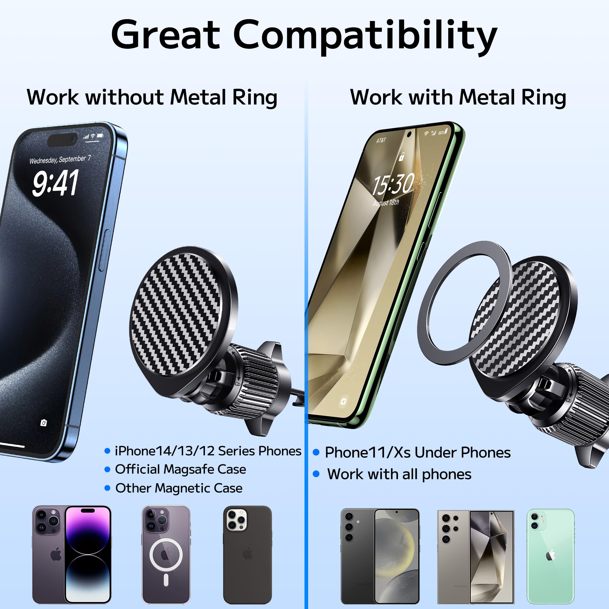 Ossvaln For Magsafe Car Mount [Strong Magnets] Magnetic Phone Holder For Car Vent Dashboard [Hands Free] Cell Phone Holder Car M