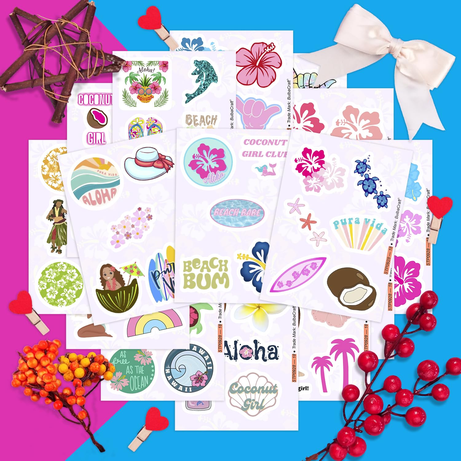 Coconut Girl Stickers For Water Bottle And Laptop   Waterproof Vinyl Hibiscus Decals, Coconut Girl Gifts For Girls, Women   Coco