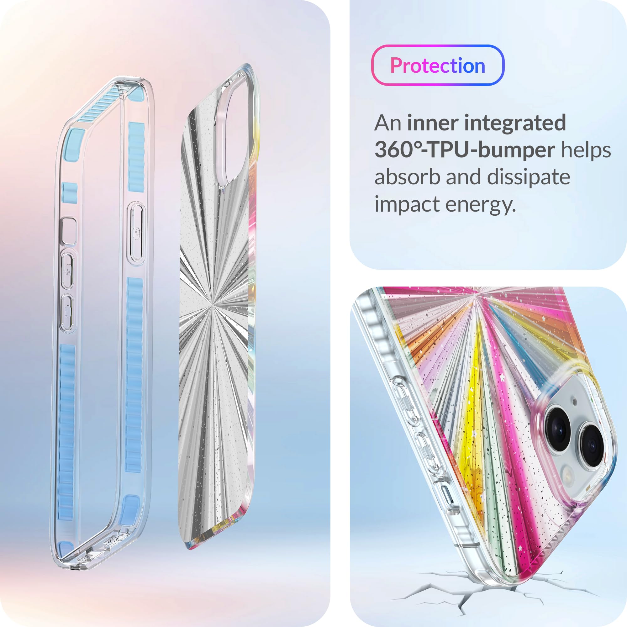 Lonli Hue   For Iphone 15 Case   Cosmic Porta [10Ft Drop Protection]   Shockproof Cover With Color Changing Effect | Cute And Un