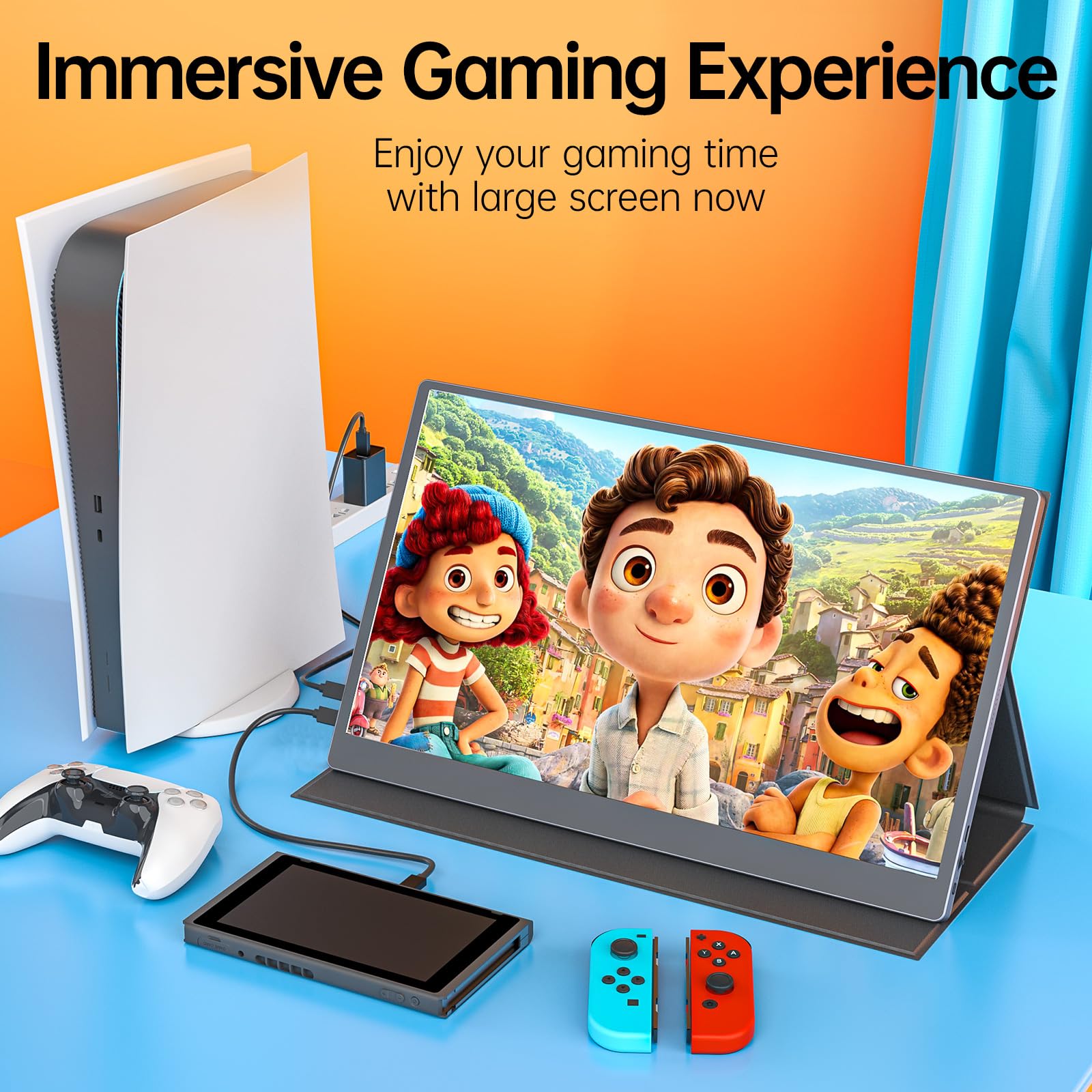 Upperizon Portable Monitor 15.6 Inch 1080P Fhd Hdr Ips Travel Monitor Hdmi Usb C Portable Monitor For Laptop Macbook Pc Surface