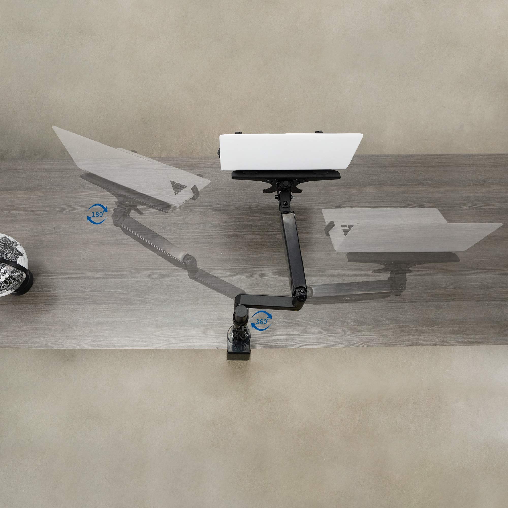 VIVO Universal Adjustable 10 to 15.6 inch Laptop Holder Desk Mount, Single Pneumatic Arm VESA Notebook Stand with C clamp and Grommet Options, Black, STAND V101L