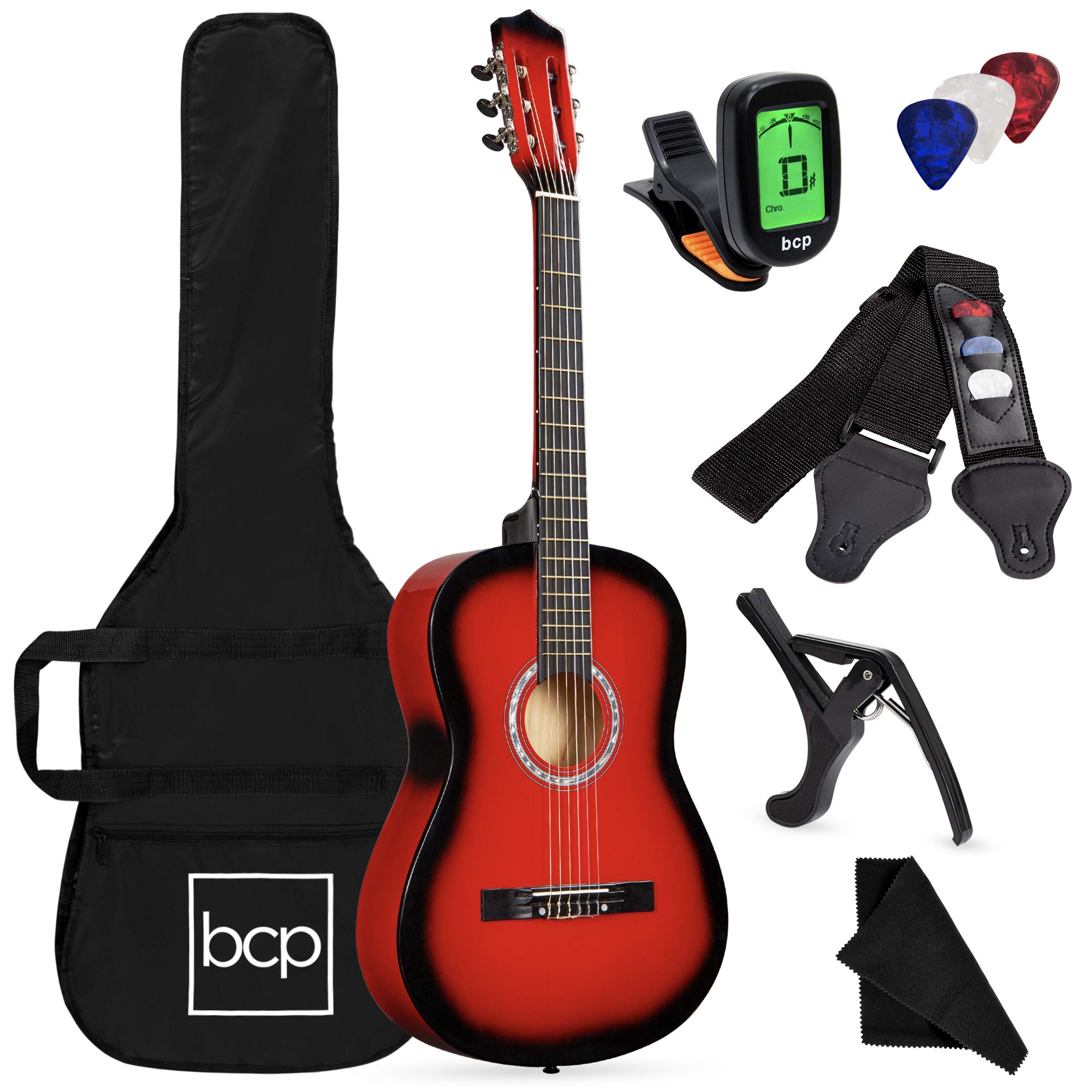 Best Choice Products 38in Beginner All Wood Acoustic Guitar Starter Kit w/Gig Bag, Digital Tuner, 6 Celluloid Picks, Nylon Strin