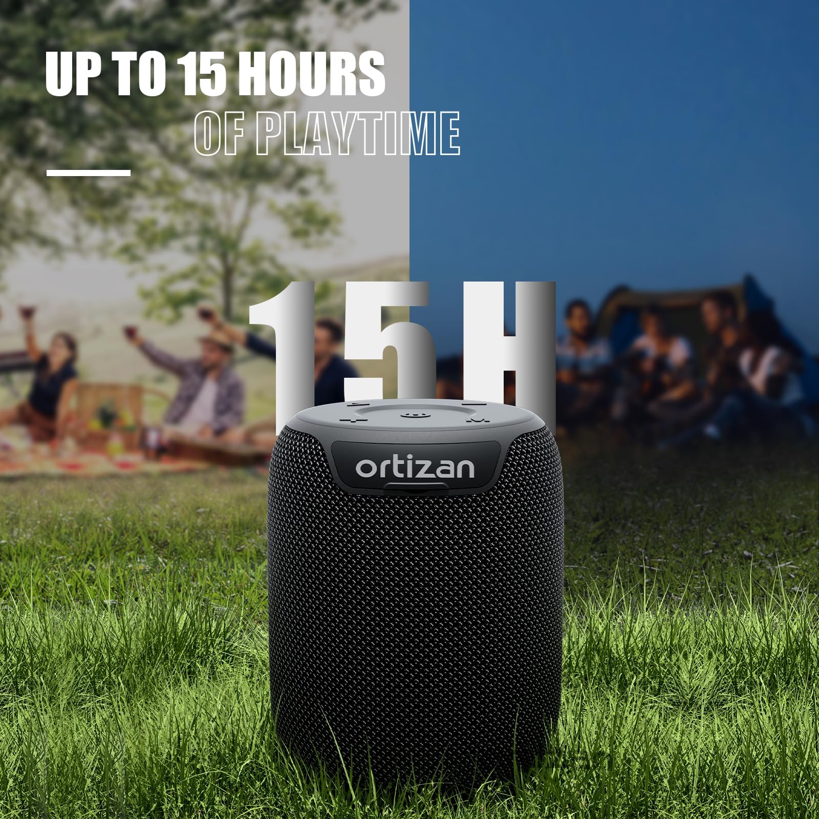 Ortizan Portable Bluetooth Speaker With Big Sound,Punchy Bass,Ipx7 Waterproof,15H Playtime,Bluetooth 5.3,Aux&Tf Card,Stereo Pair