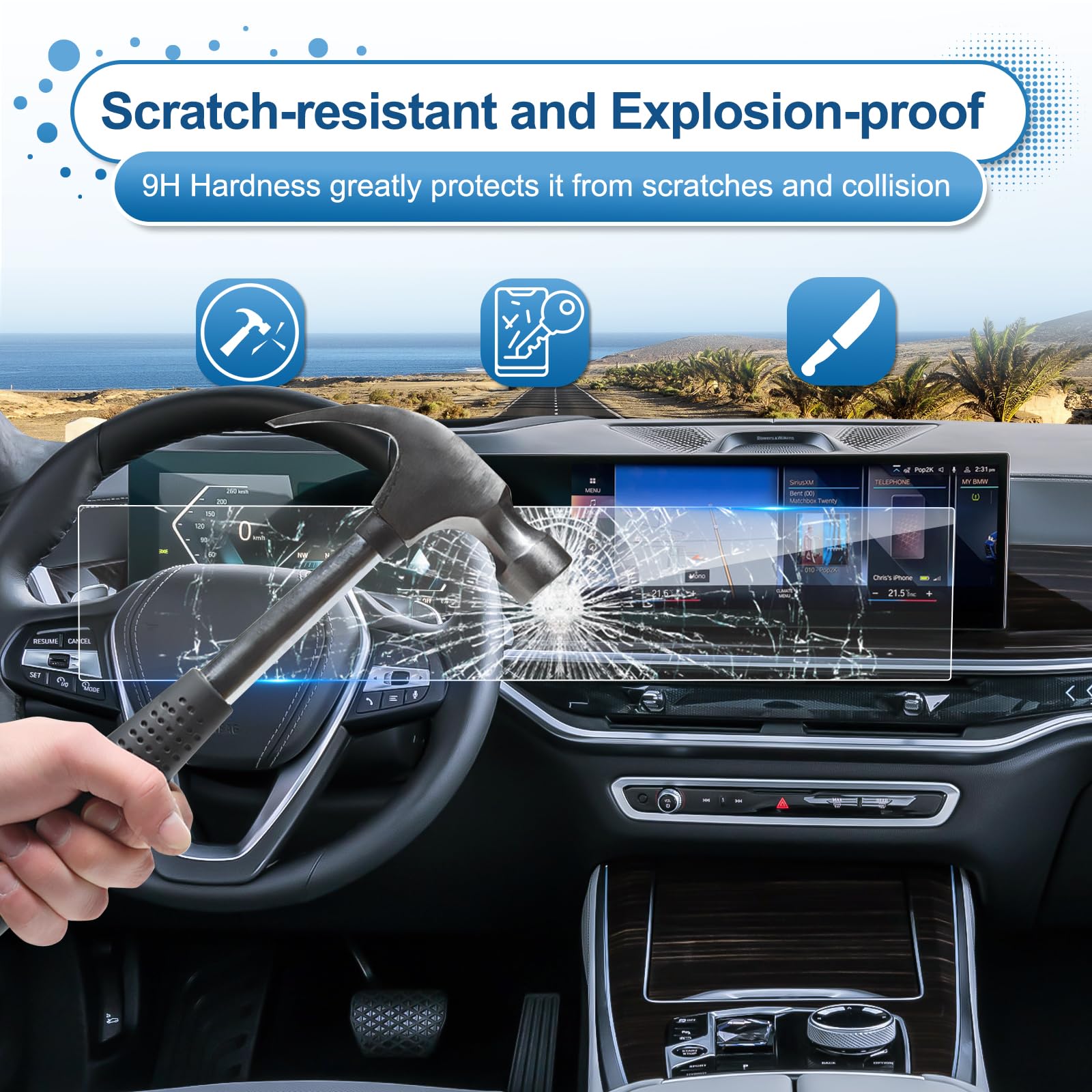 Coleya Updated 2024 2025 X5 X6 X7 Xm Screen Protector For Bmw Idrive 8 (14.9Inch Navi+12.3Inch Dash) Display, 9H Tempered Glass