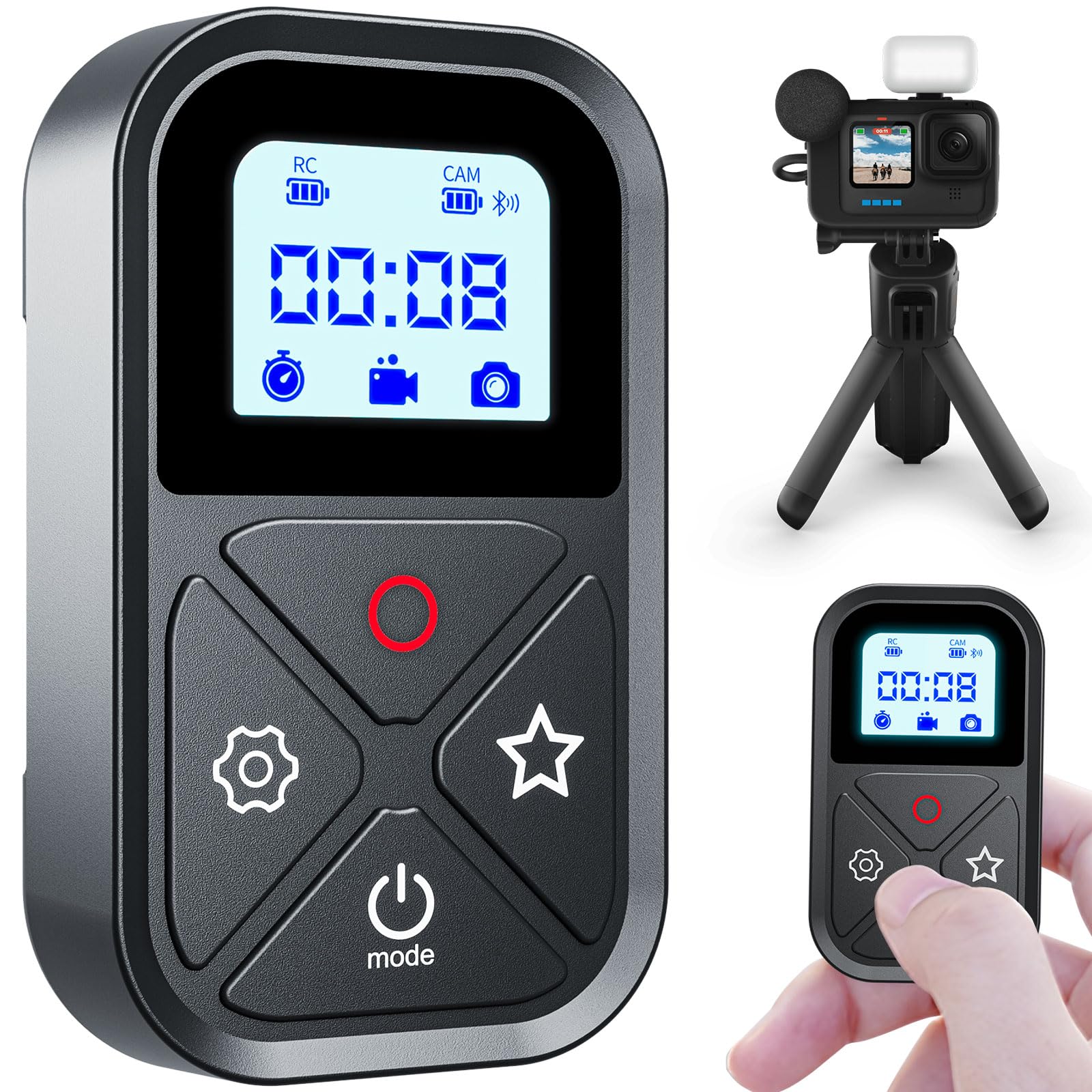 Smart Wireless Remote Control for GoPro - Camera Controller for GoPro Hero 13 12 11 10 9 8 GoPro Max LCD Display Magnet Charger 