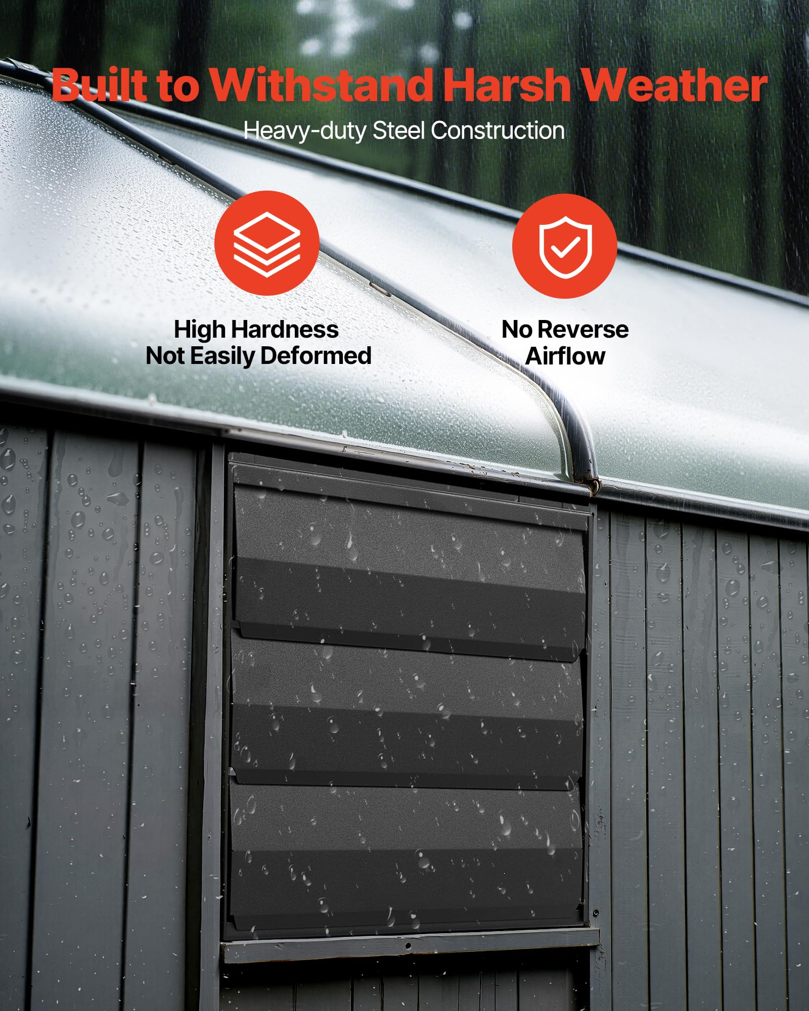 Vevor 10 Inch Shutter Exhaust Fan, Wall Mounted Attic Vent Fan With Smart Programming Variable Speed Temperature Control, 1000 C