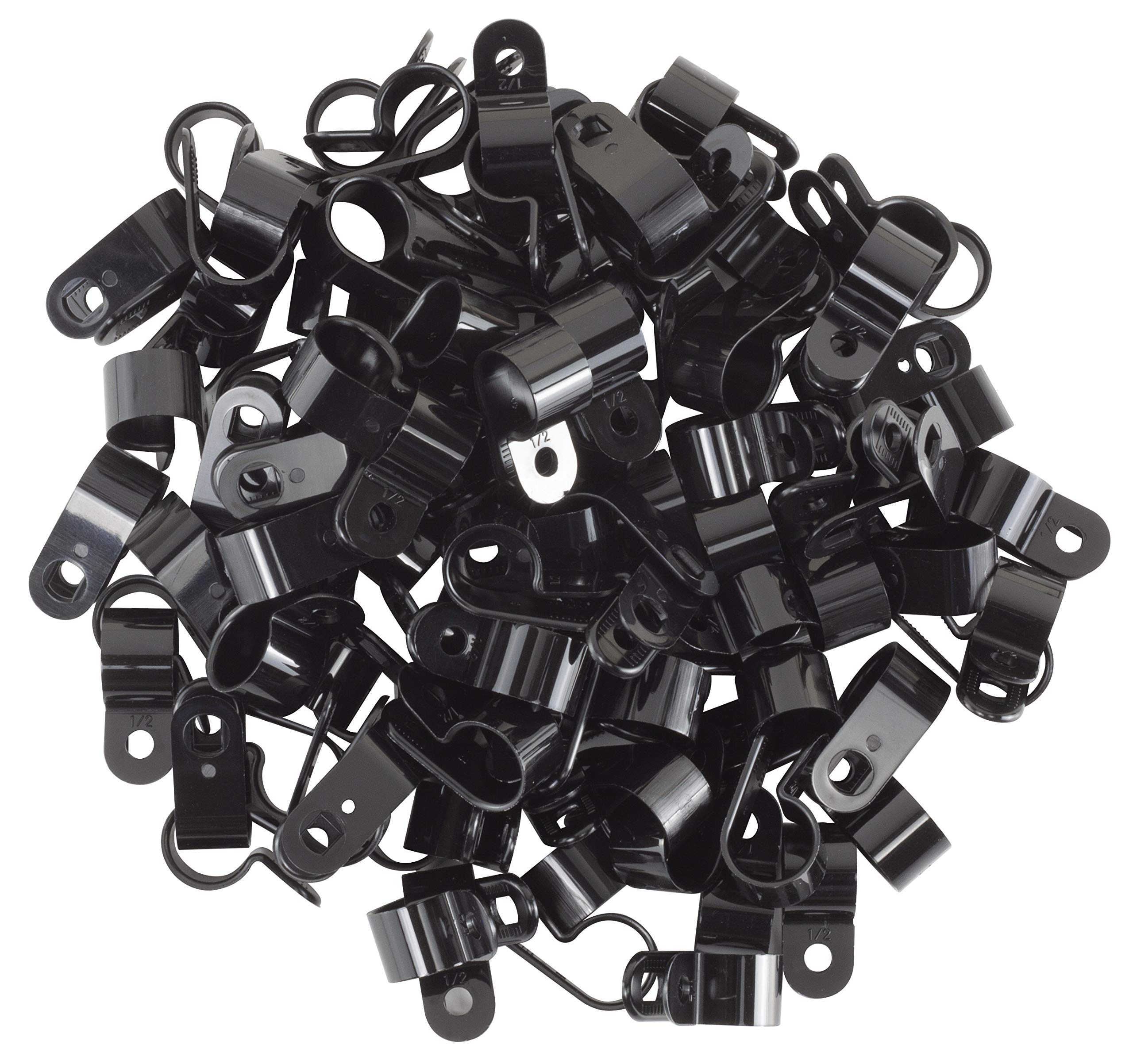 Gtse Black Nylon Plastic Cable Clamps, 1/2'' Screw Mounts For Cable, Rope, Tube Management, 100 Pack