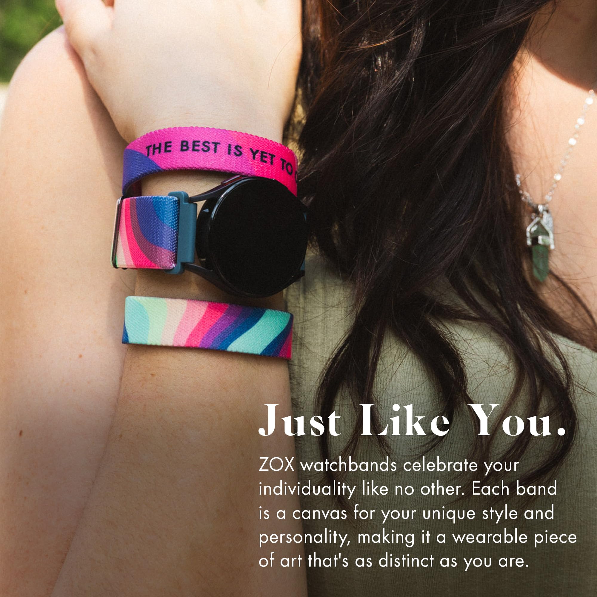 Zox Android Smart Watch Band - The Best Is Yet To Come | Soft, Adjustable Elastic Band With Motivational Affirmations And Beauti