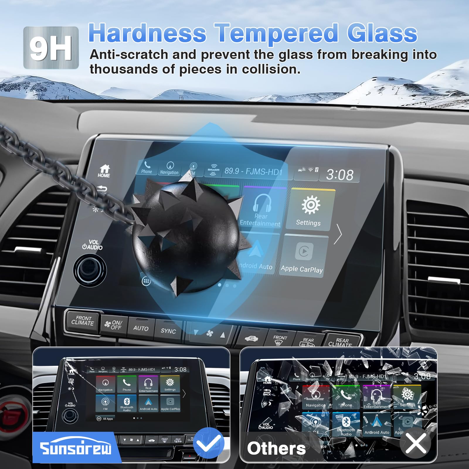 Sunsdrew 2Pcs Odyssey Screen Protector For 2018 2023 2024 Honda Odyssey(Ex/Ex L/Sport/Touring/Elite),8 Inch Touch Screen Radio Display Protector 9H Tempered Glass Protective Film Anti Glare