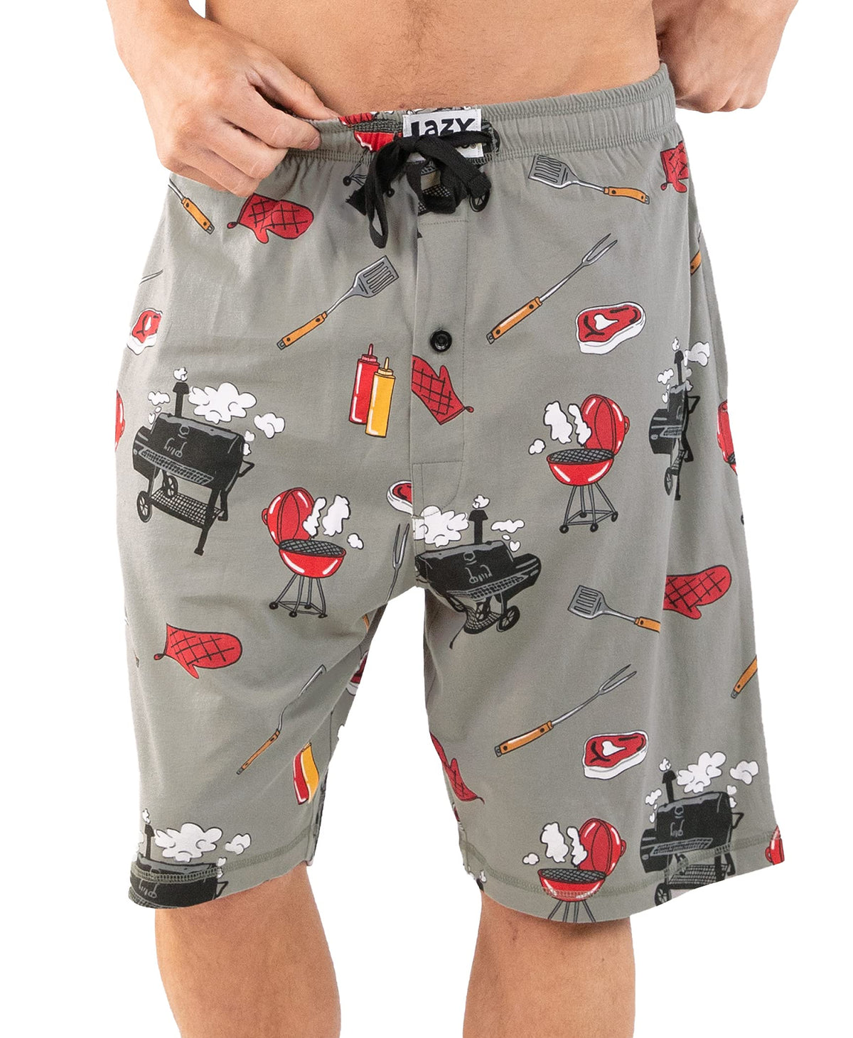 Lazy One Pajama Shorts For Men, Mens Pajama Bottoms, Sleepwear, Bbq, Grills, Steak (Grillin, X Small)