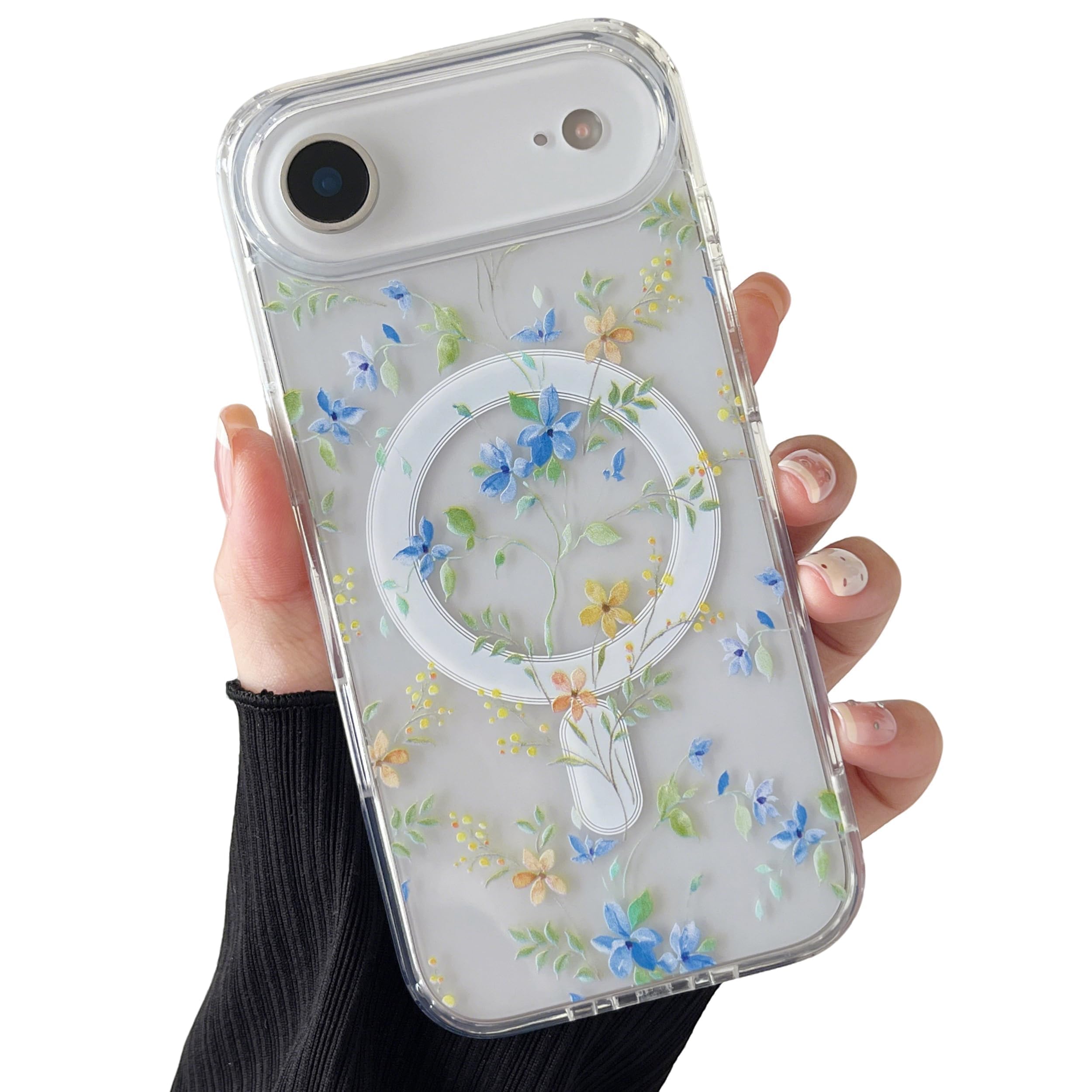 ZTOFERA for iPhone Air Magnetic Case Compatible with Magsafe,Aesthetic Floral Pattern Design Cute for Girl Women,Anti-Drop Prote