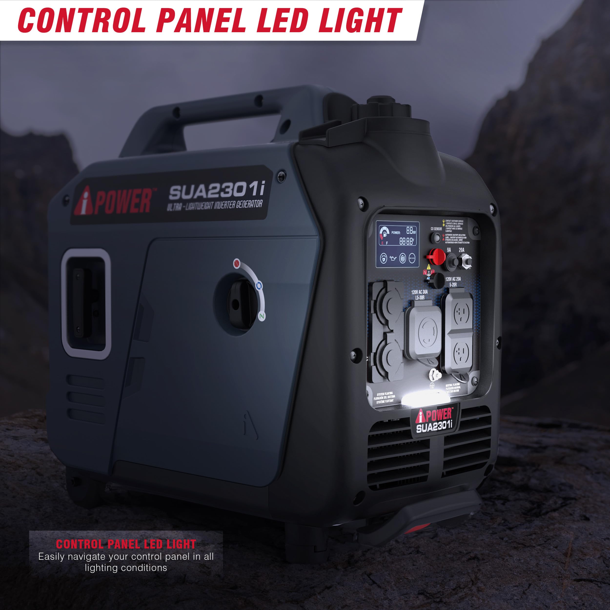 A Ipower Portable Inverter Generator, 2300W Rv Ready, Epa & Carb Compliant Co Sensor, Portable Ultra Light Weight For Backup Hom