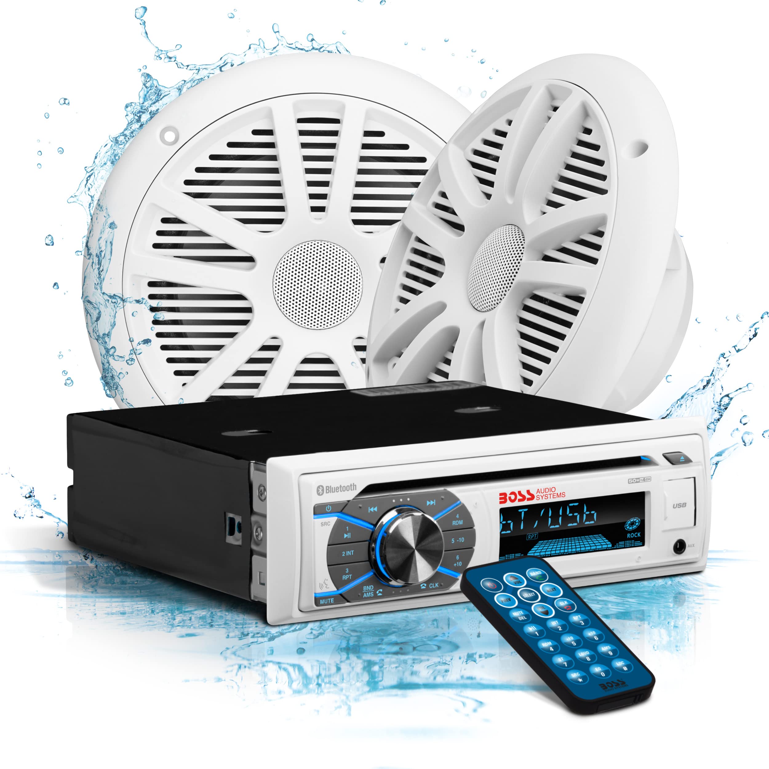 Boss Audio Systems Mck508Wb.6 Marine Boat Bluetooth Stereo & 6.5 Inch Speakers   Cd Dvd Player, Am/Fm Radio Receiver Head Unit,