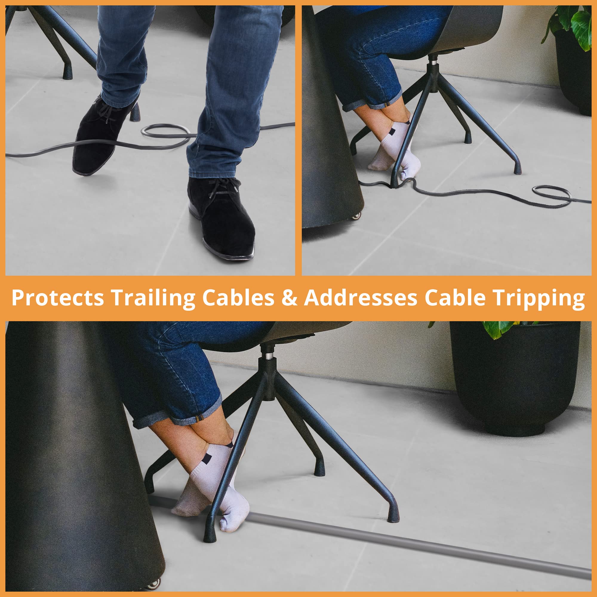 5Ft Cord Cover Floor For Extension Cords, Floor Cable Cover Wire Cover To Protect Cables & Prevent Tripping, Pvc Cord Hider Floo
